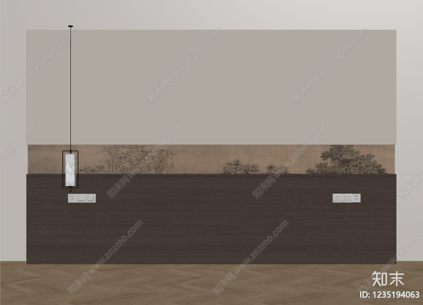 新中式床头背景墙3D模型下载【ID:1235194063】