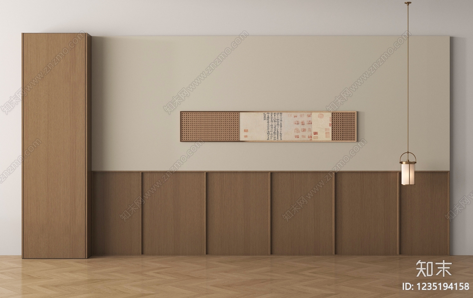 新中式床头背景墙3D模型下载【ID:1235194158】