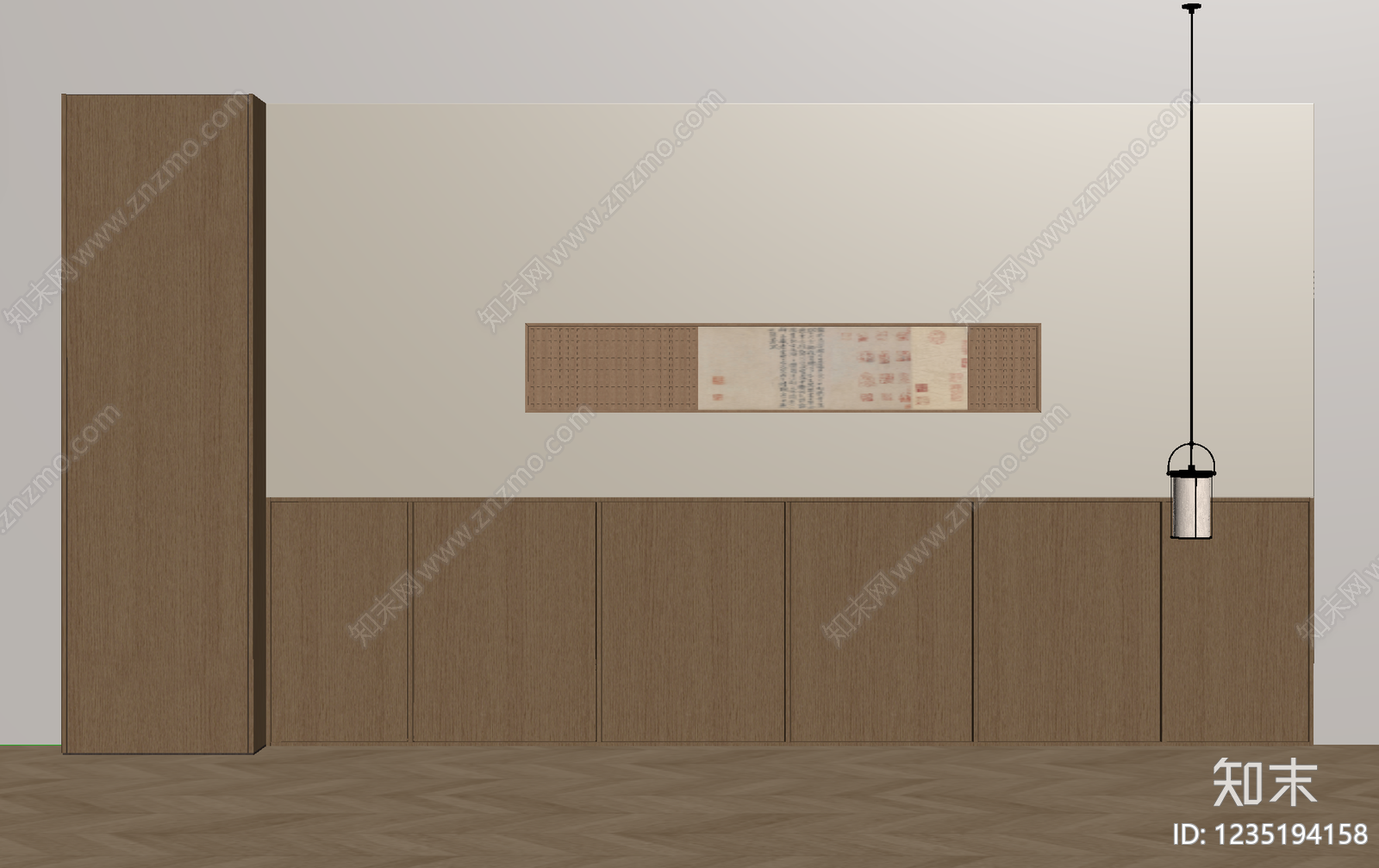 新中式床头背景墙3D模型下载【ID:1235194158】