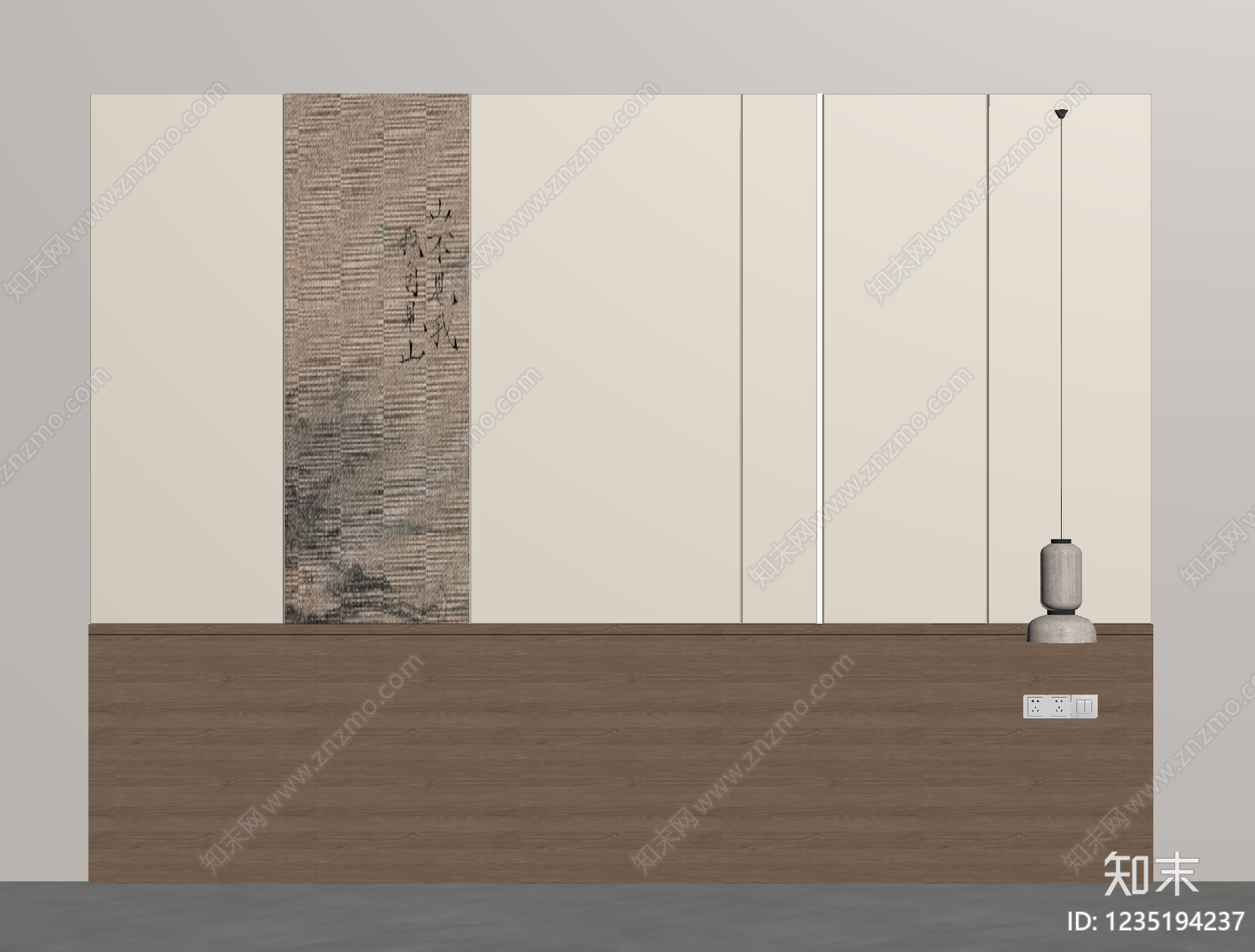 新中式床头背景墙3D模型下载【ID:1235194237】