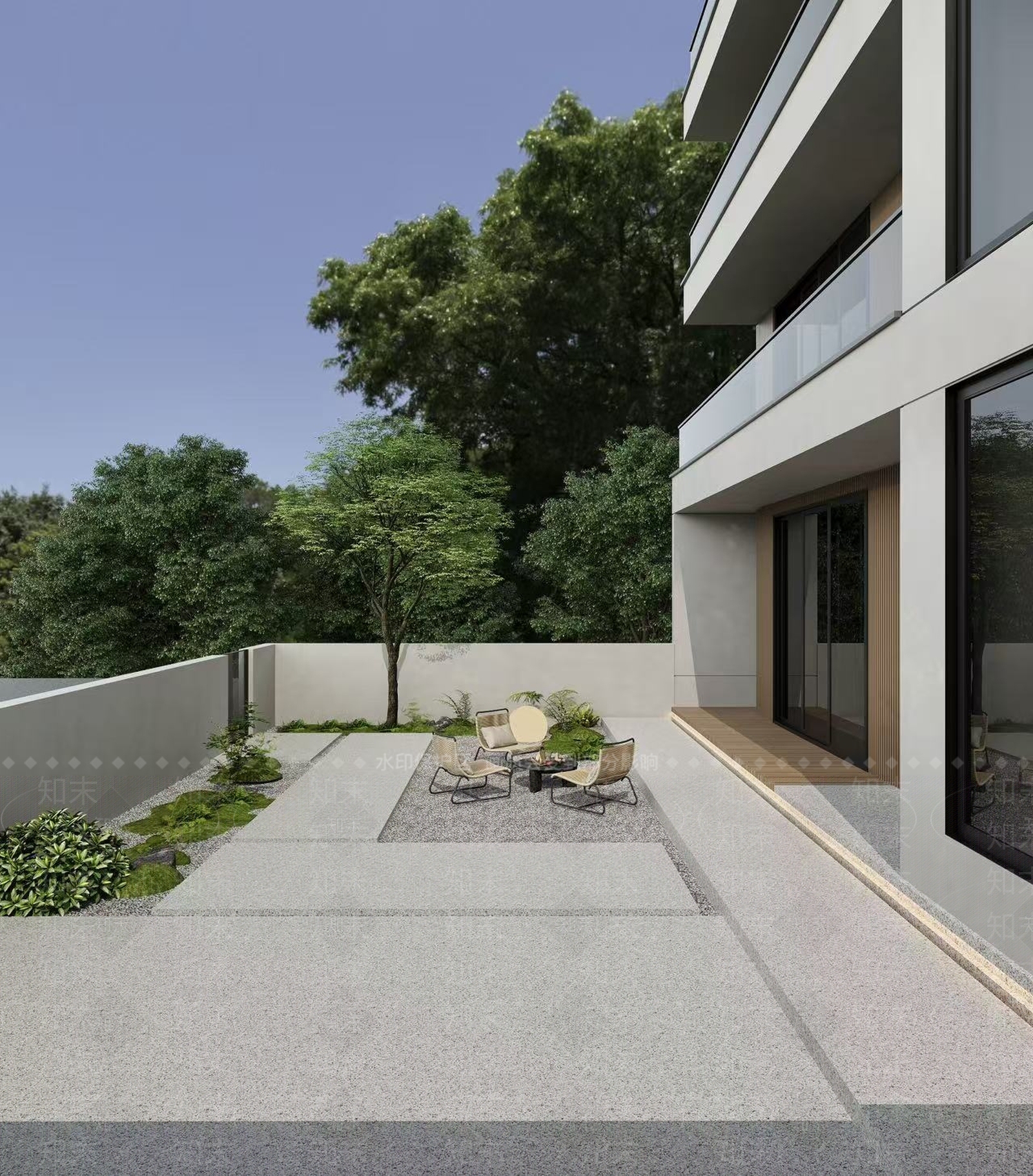 现代主义庭院3D模型下载【ID:1235200358】