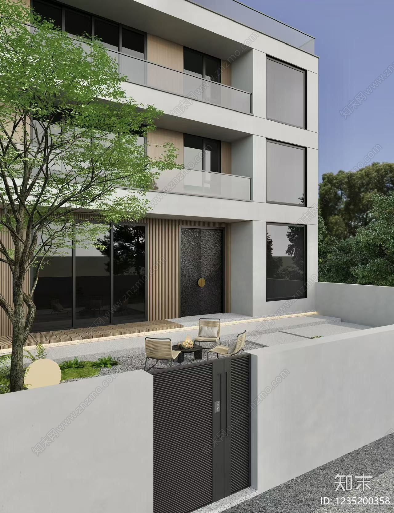 现代主义庭院3D模型下载【ID:1235200358】