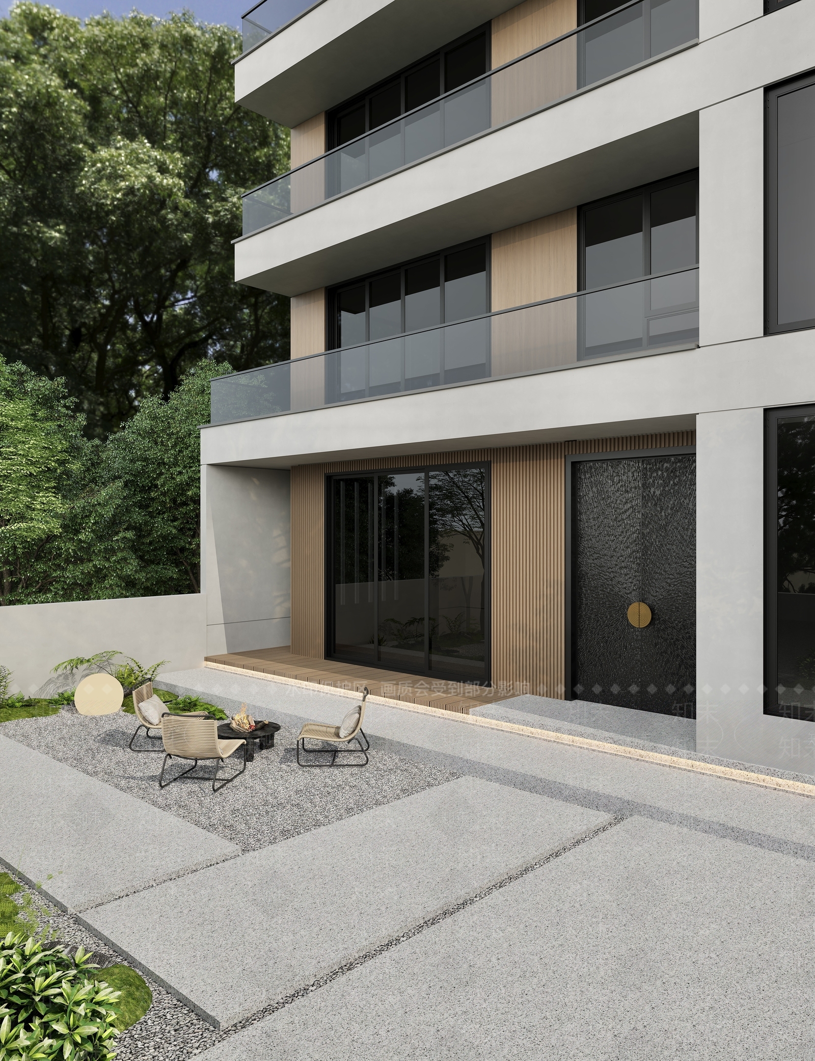 现代主义庭院3D模型下载【ID:1235200358】