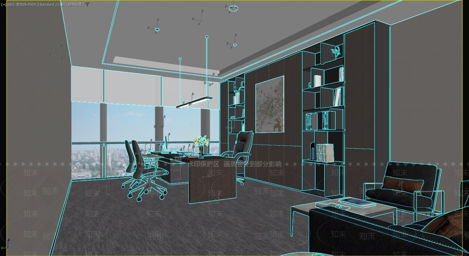 现代简约董事长办公室3D模型下载【ID:1235201562】
