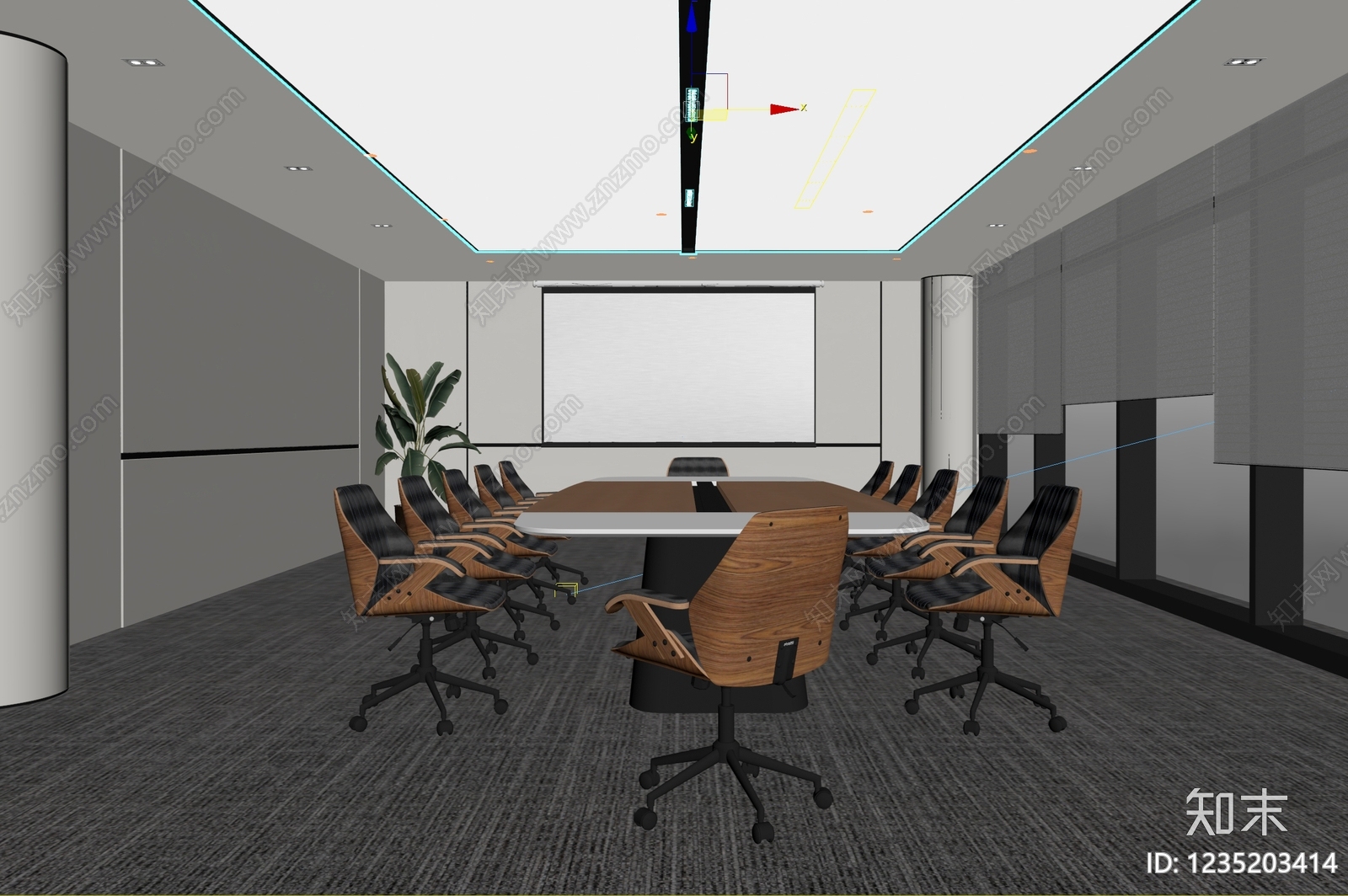 现代简约会议室3D模型下载【ID:1235203414】