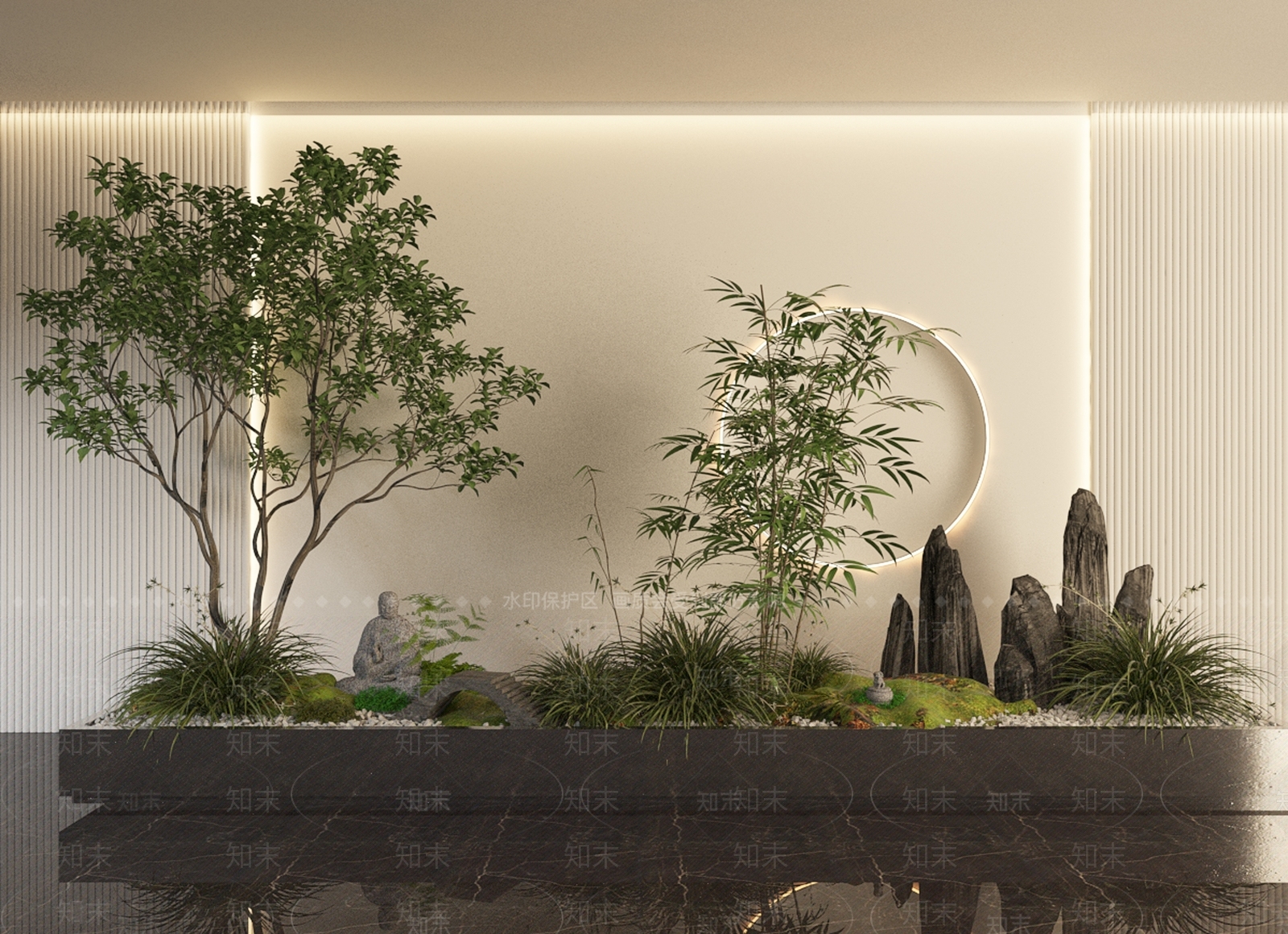 新中式景观室内景观3D模型下载【ID:1235203595】