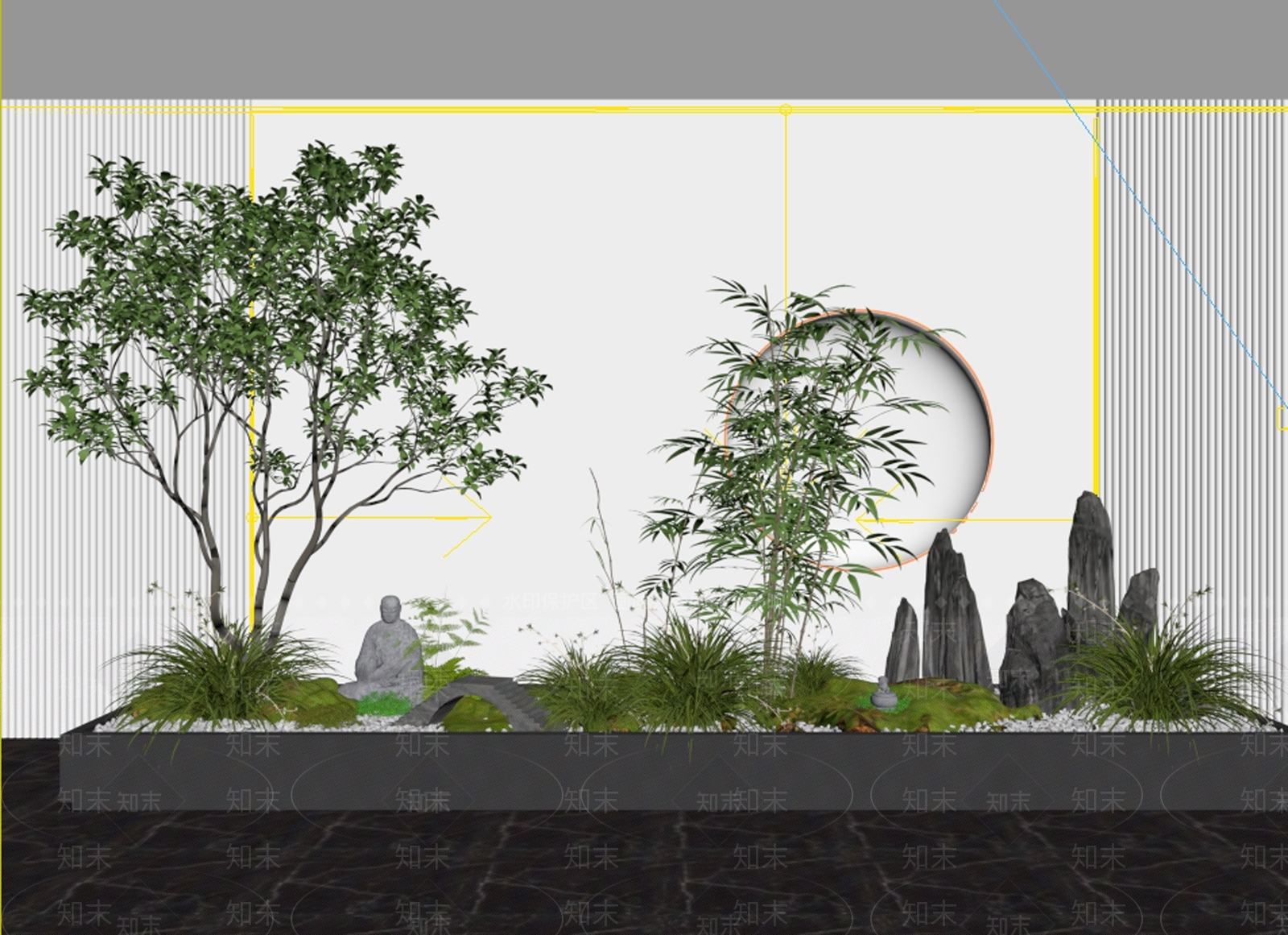 新中式景观室内景观3D模型下载【ID:1235203595】