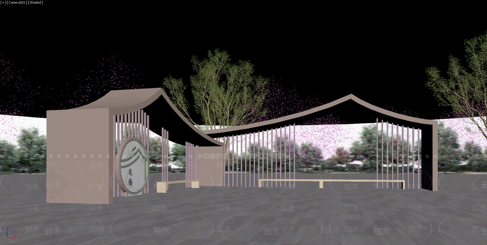新中式景观廊架3D模型下载【ID:1235206346】