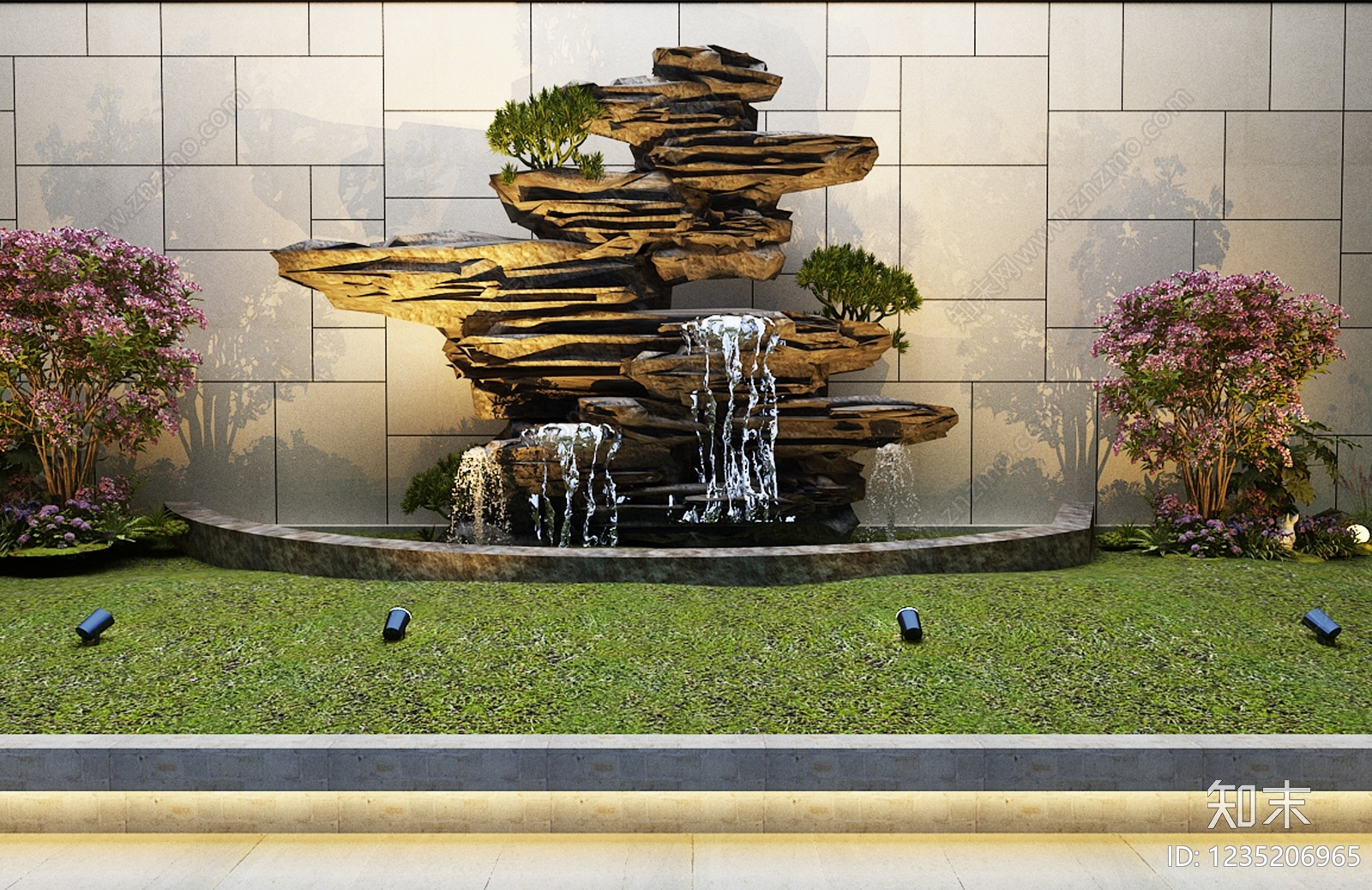 新中式景观假山水景3D模型下载【ID:1235206965】