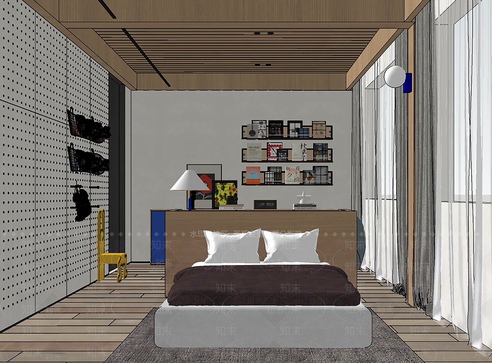 原木风套房卧室SU模型下载【ID:1235212833】