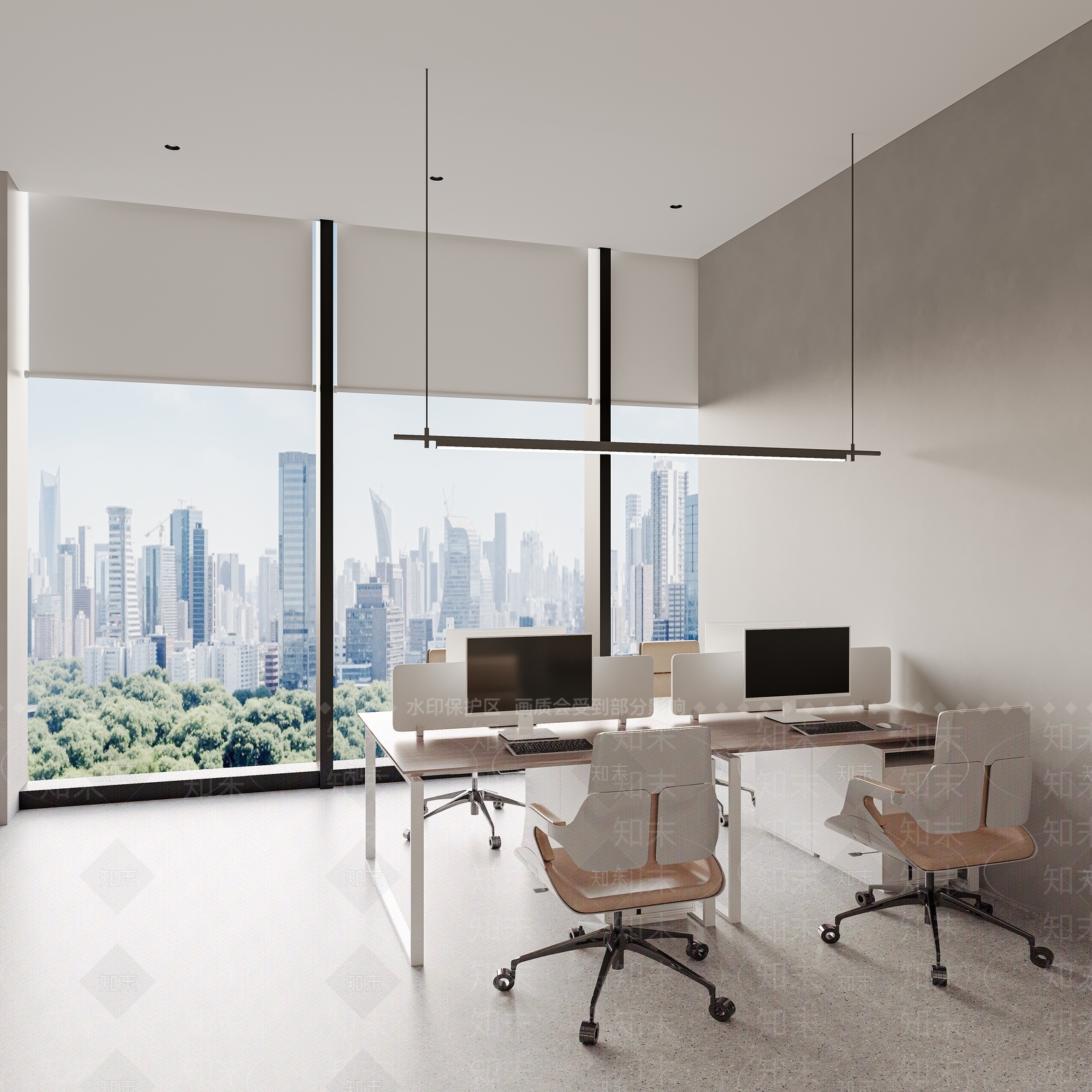 极简办公区3D模型下载【ID:1235218122】