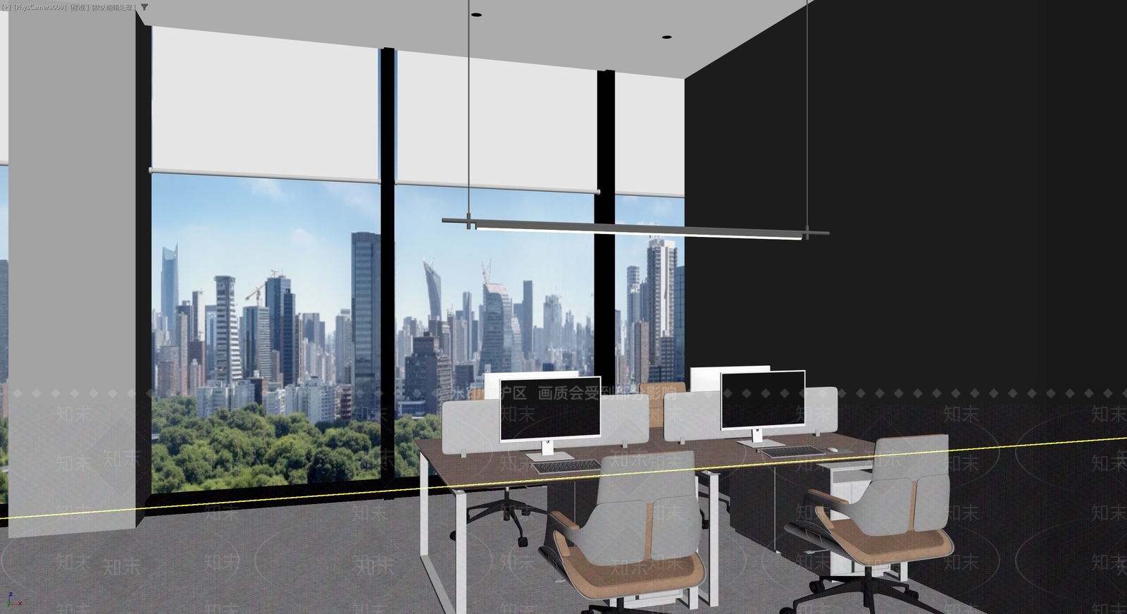 极简办公区3D模型下载【ID:1235218122】