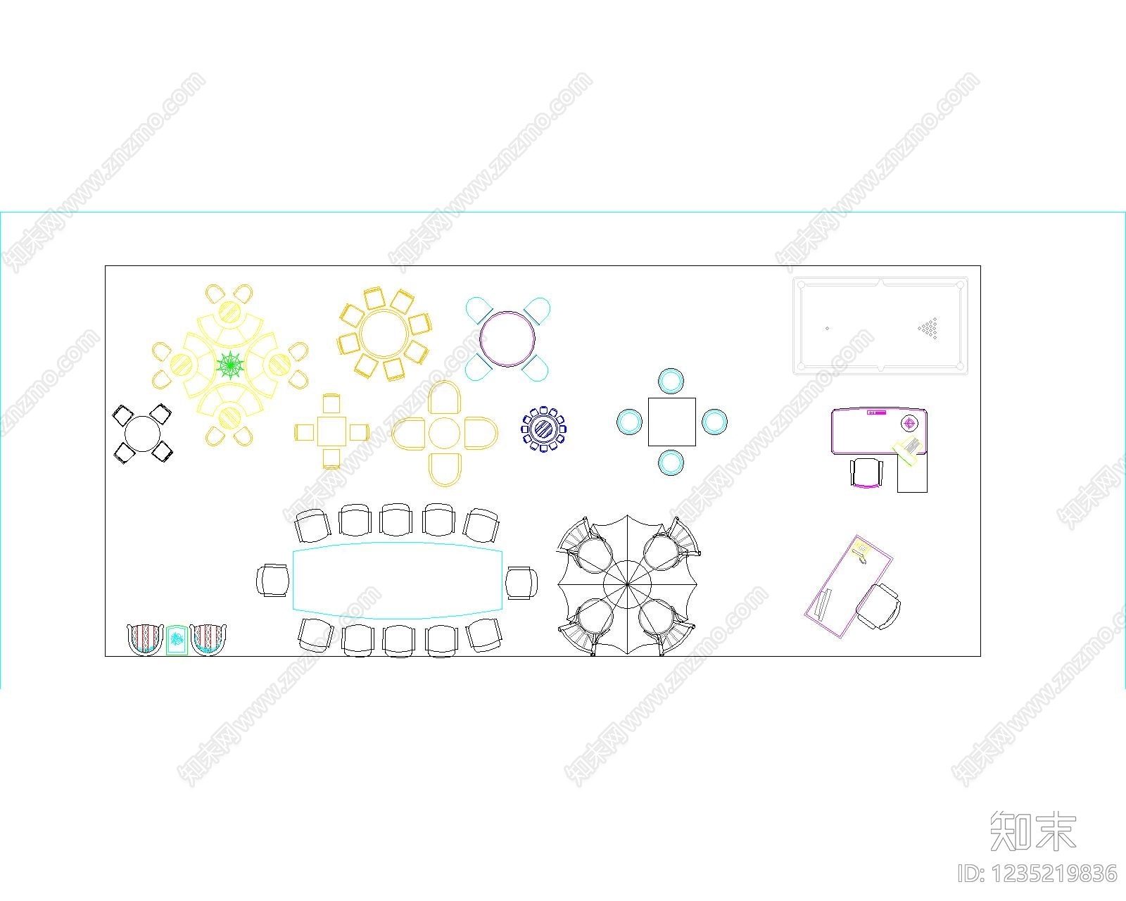 桌椅cad施工图下载【ID:1235219836】