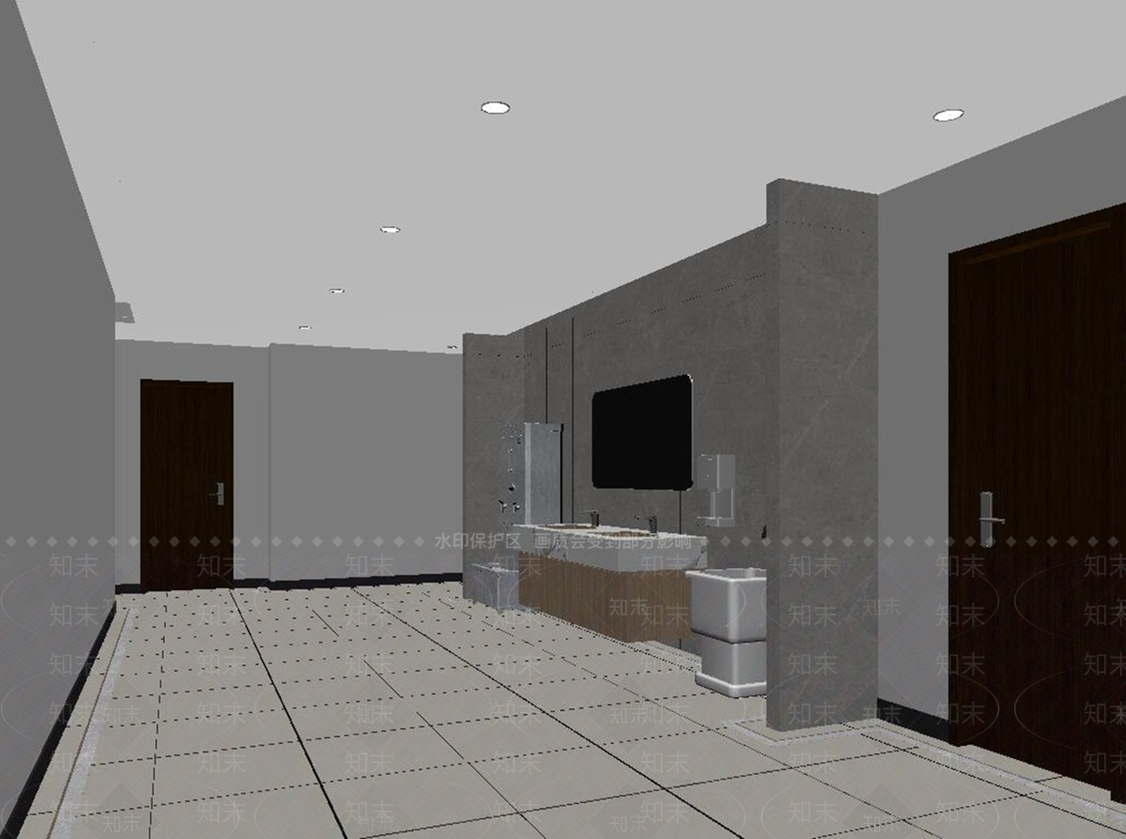 现代简约公共卫生间3D模型下载【ID:1235228386】