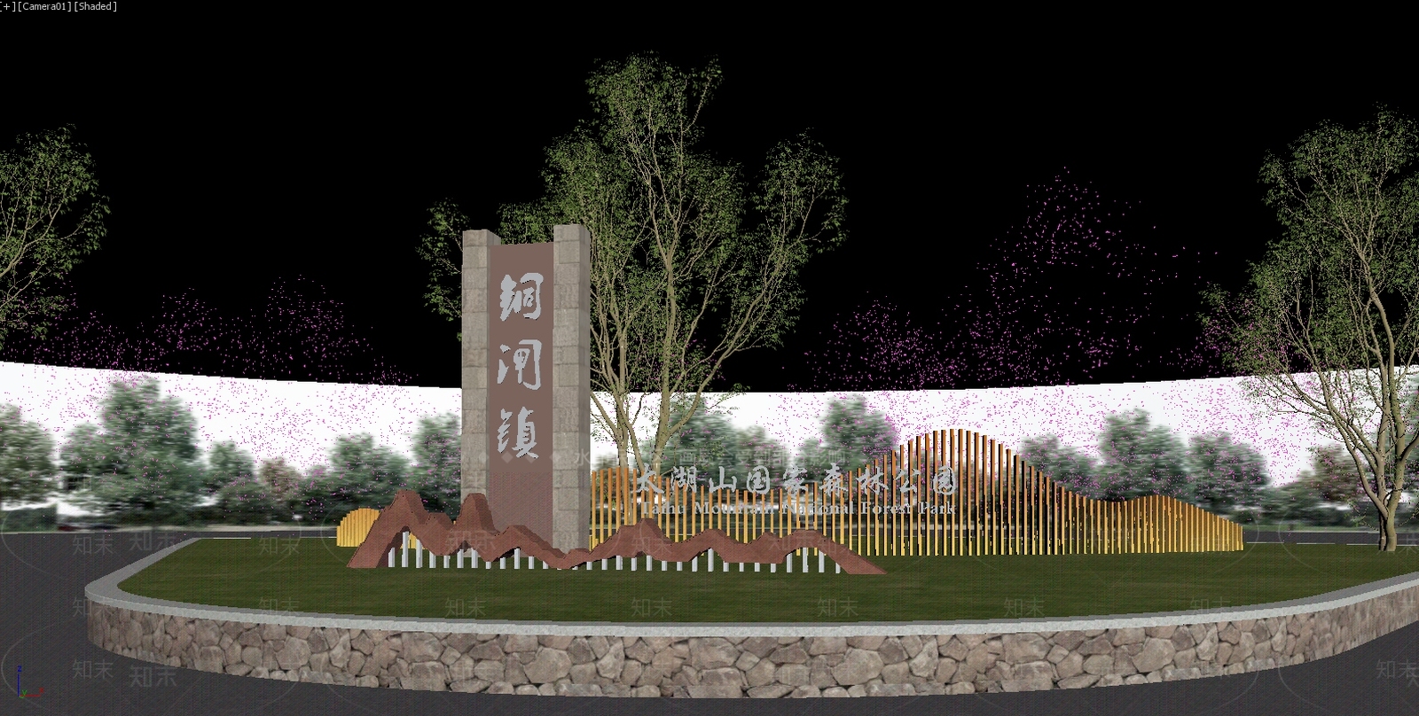 新中式景观景观导视3D模型下载【ID:1235229215】