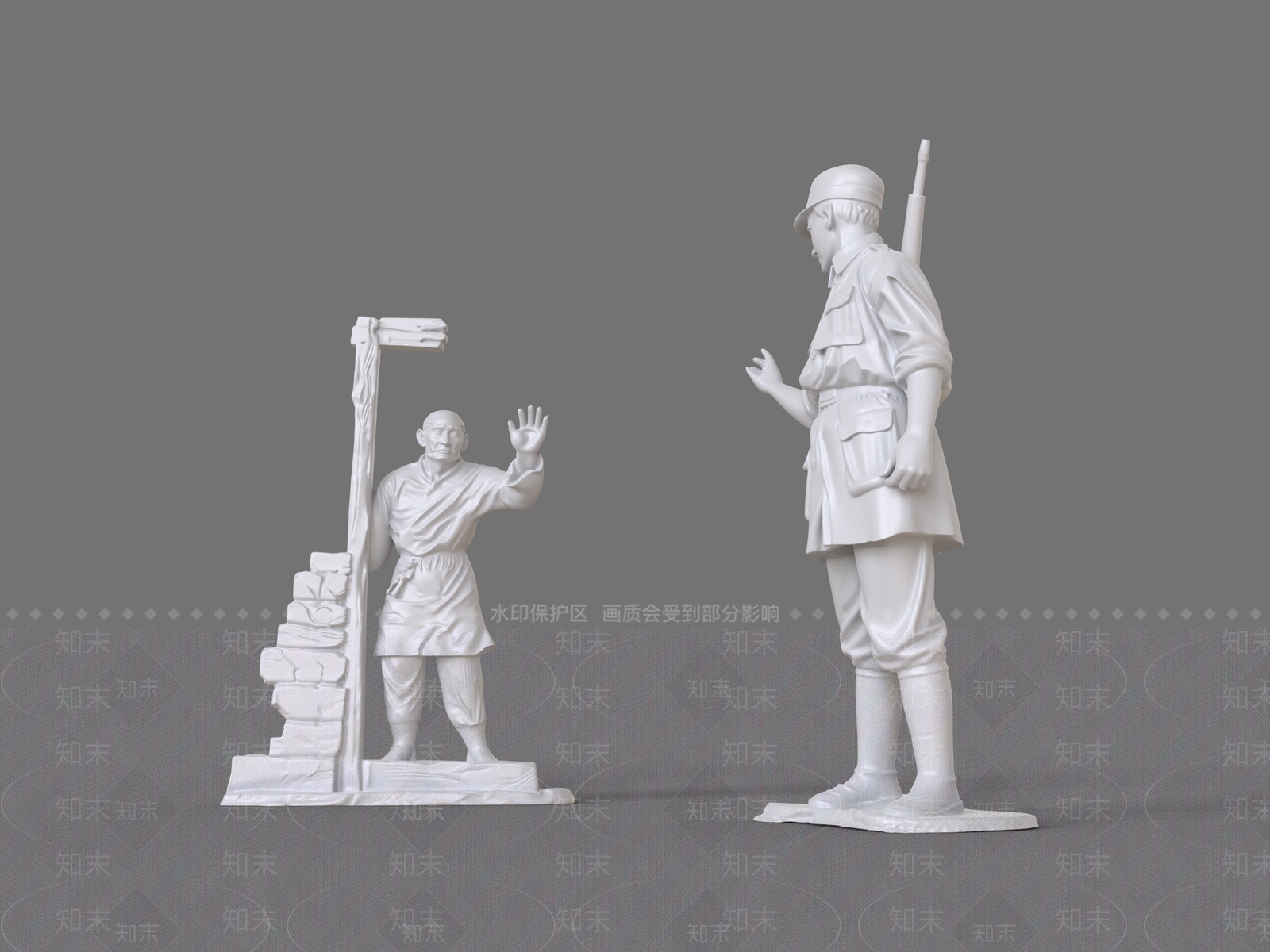 中式景观雕塑3D模型下载【ID:1235237990】