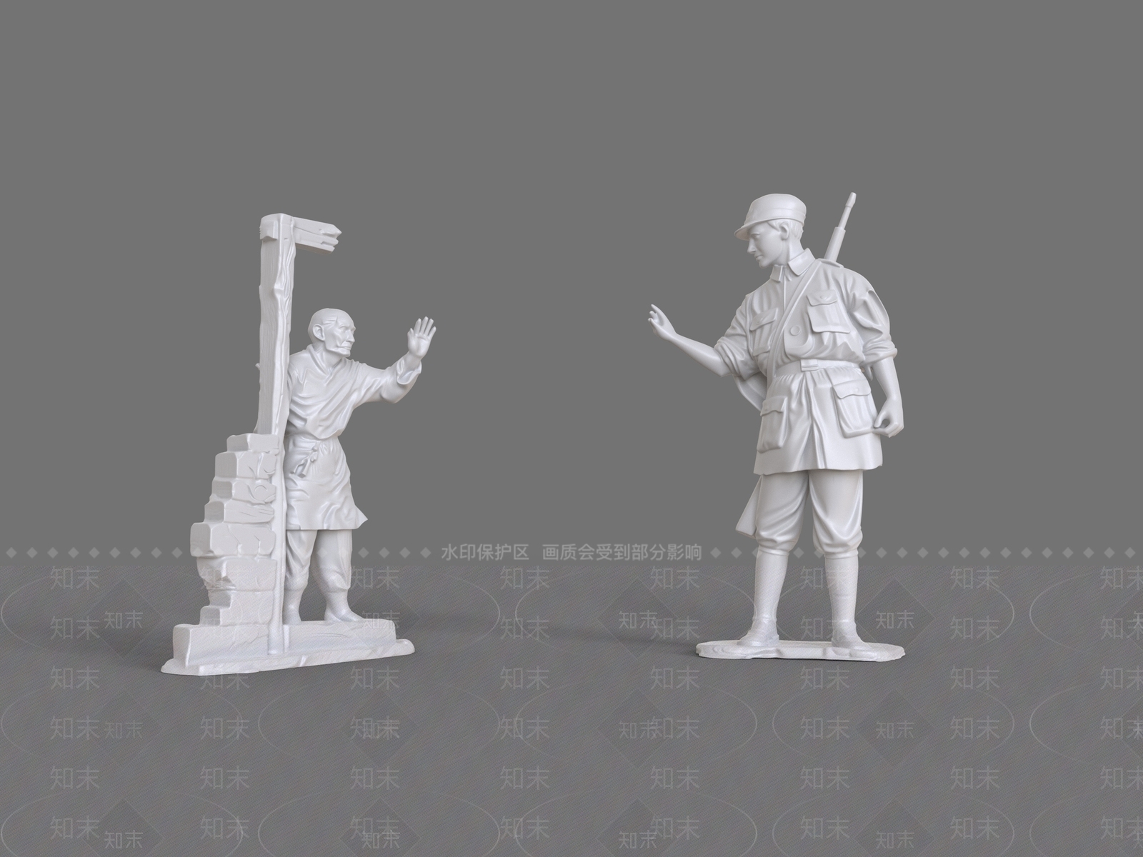 中式景观雕塑3D模型下载【ID:1235237990】