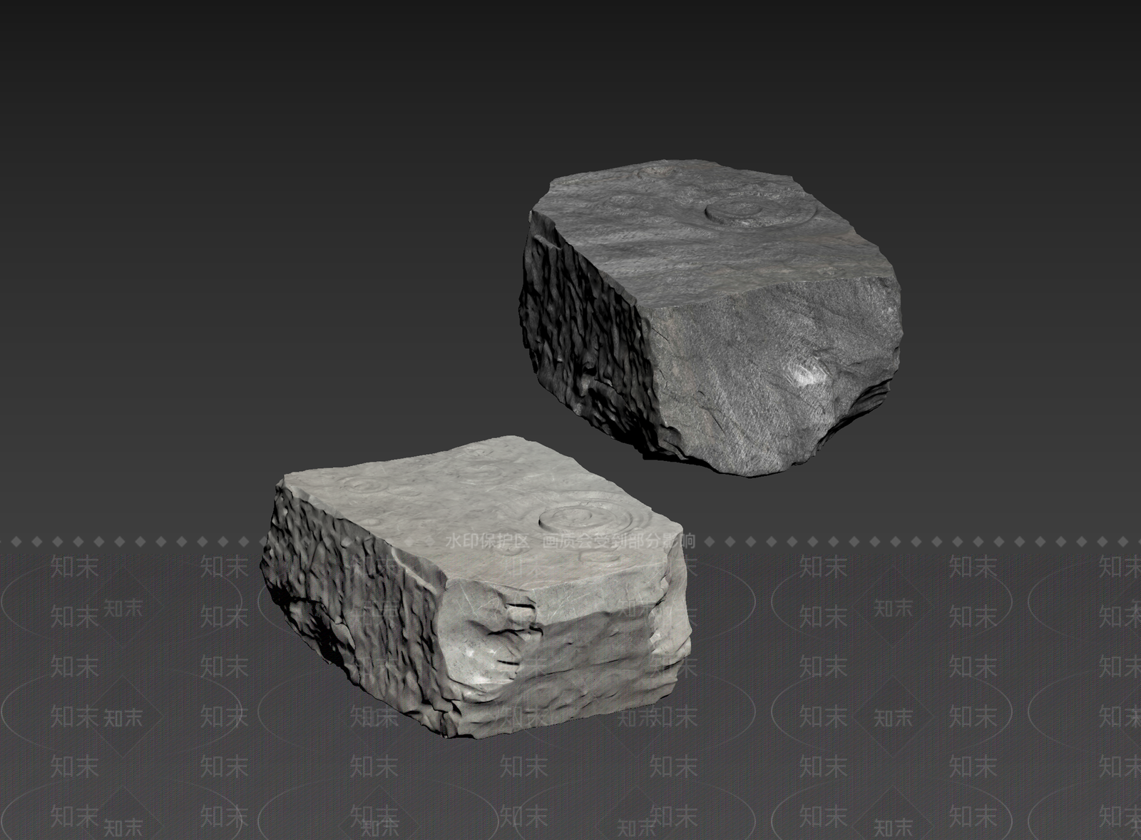 侘寂石头3D模型下载【ID:1235237913】