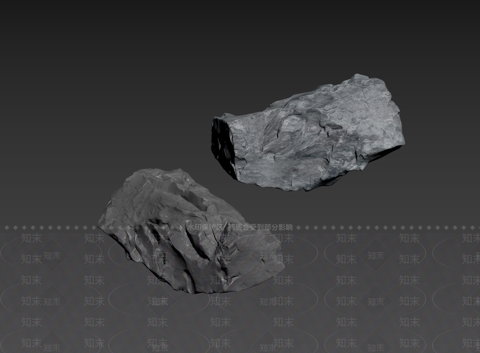 侘寂石头3D模型下载【ID:1235238448】