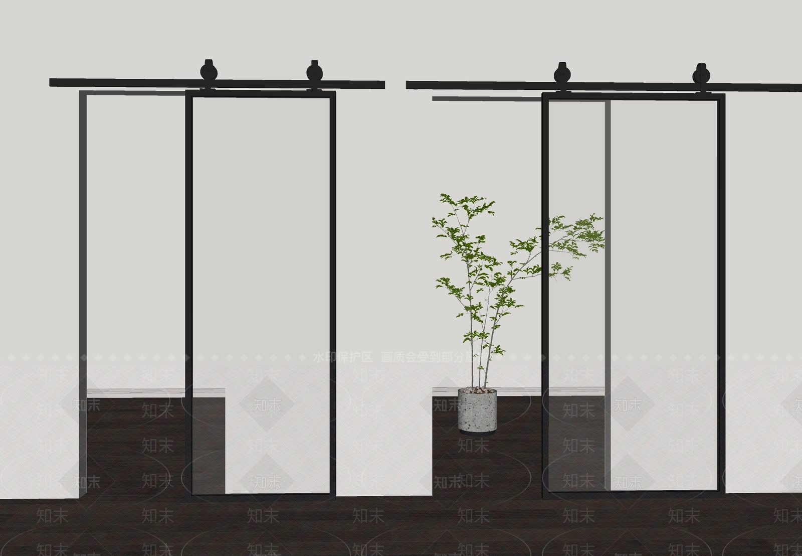 极简推拉门3D模型下载【ID:1235240919】