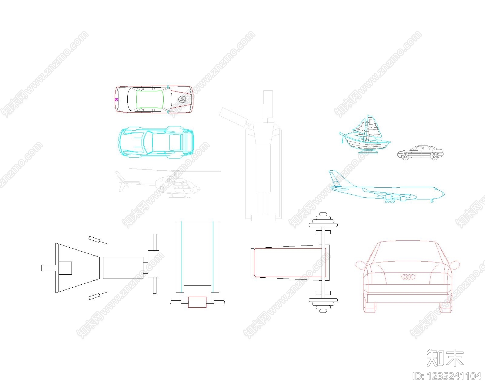 现代交通工具图库CAD图纸