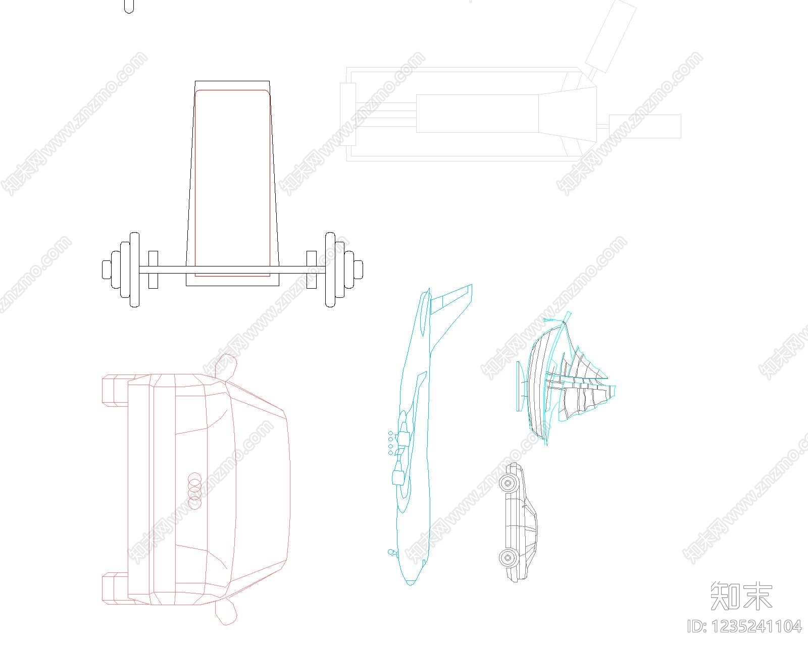 交通工具图库cad施工图下载【ID:1235241104】