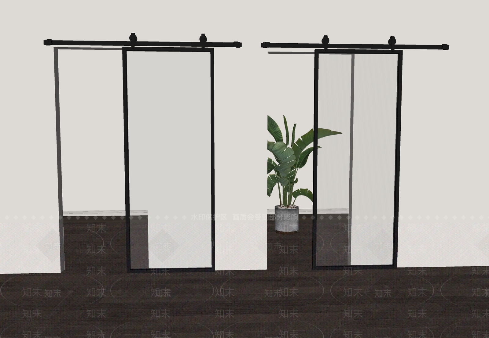 极简推拉门3D模型下载【ID:1235241299】