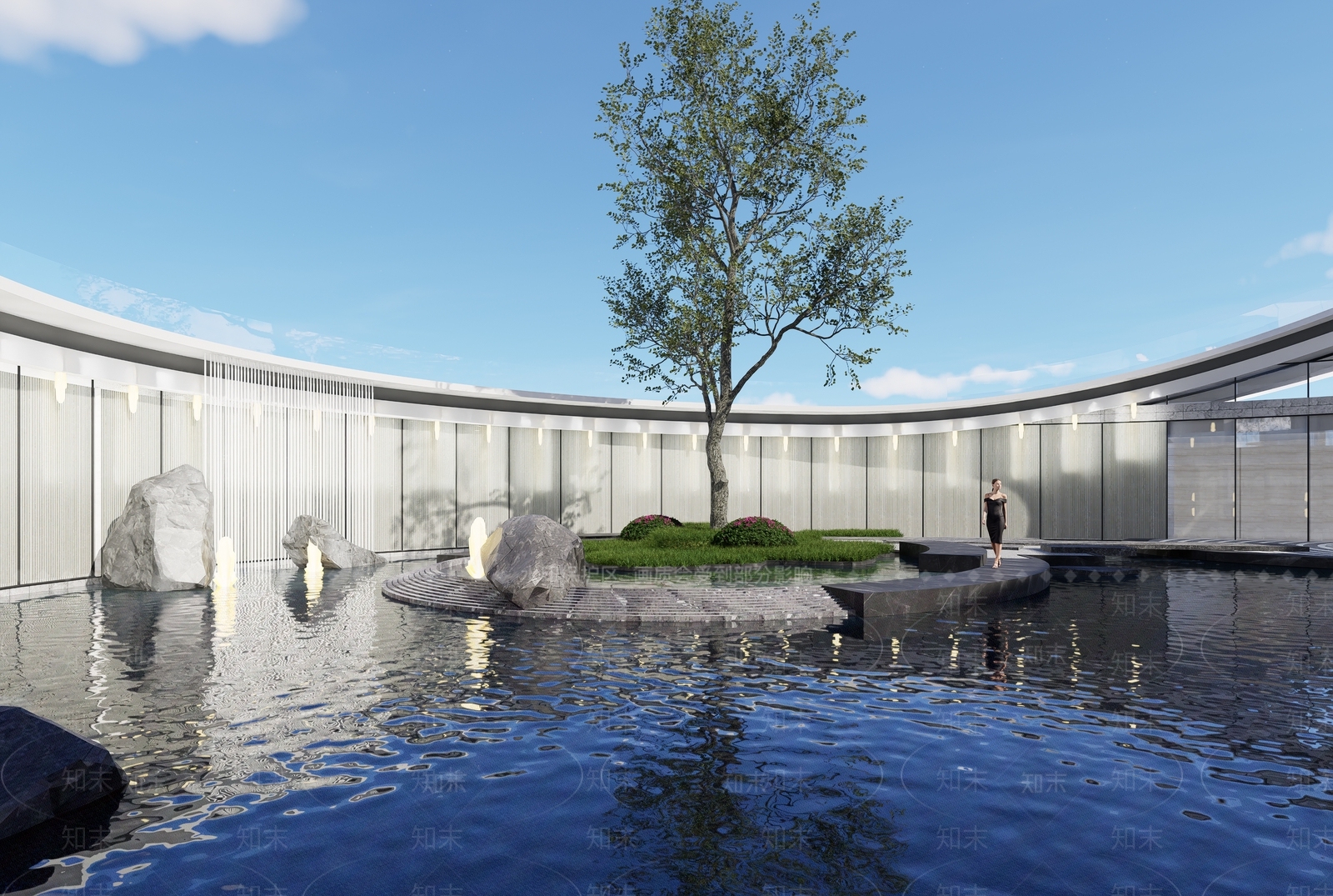 现代主义售楼处外观3D模型下载【ID:1235248799】