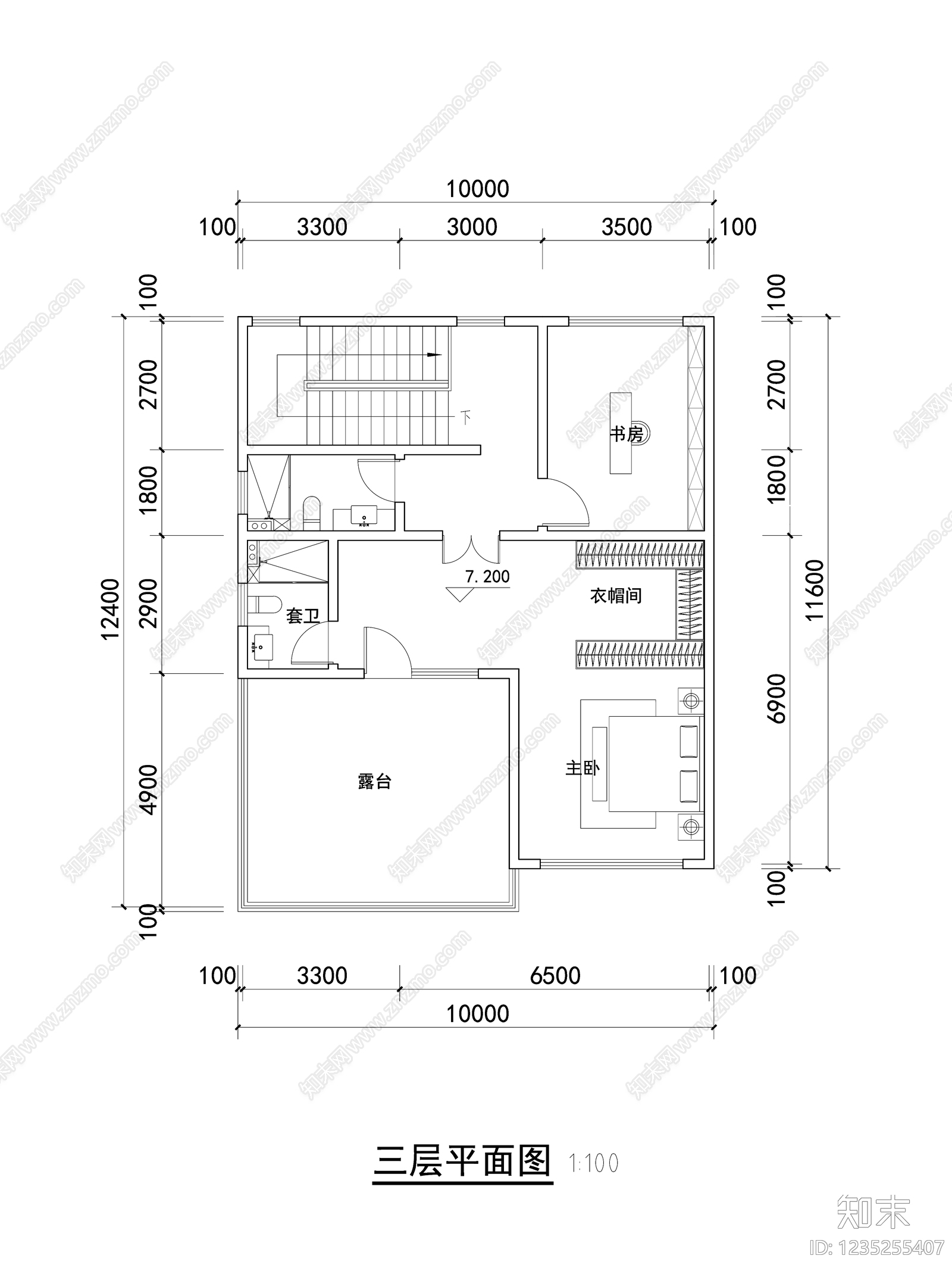别墅建筑cad施工图下载【ID:1235255407】