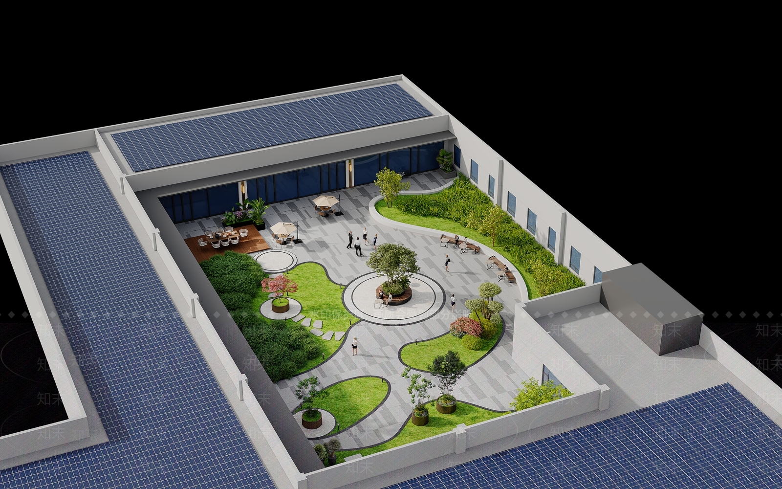 现代主义屋顶花园3D模型下载【ID:1235257566】