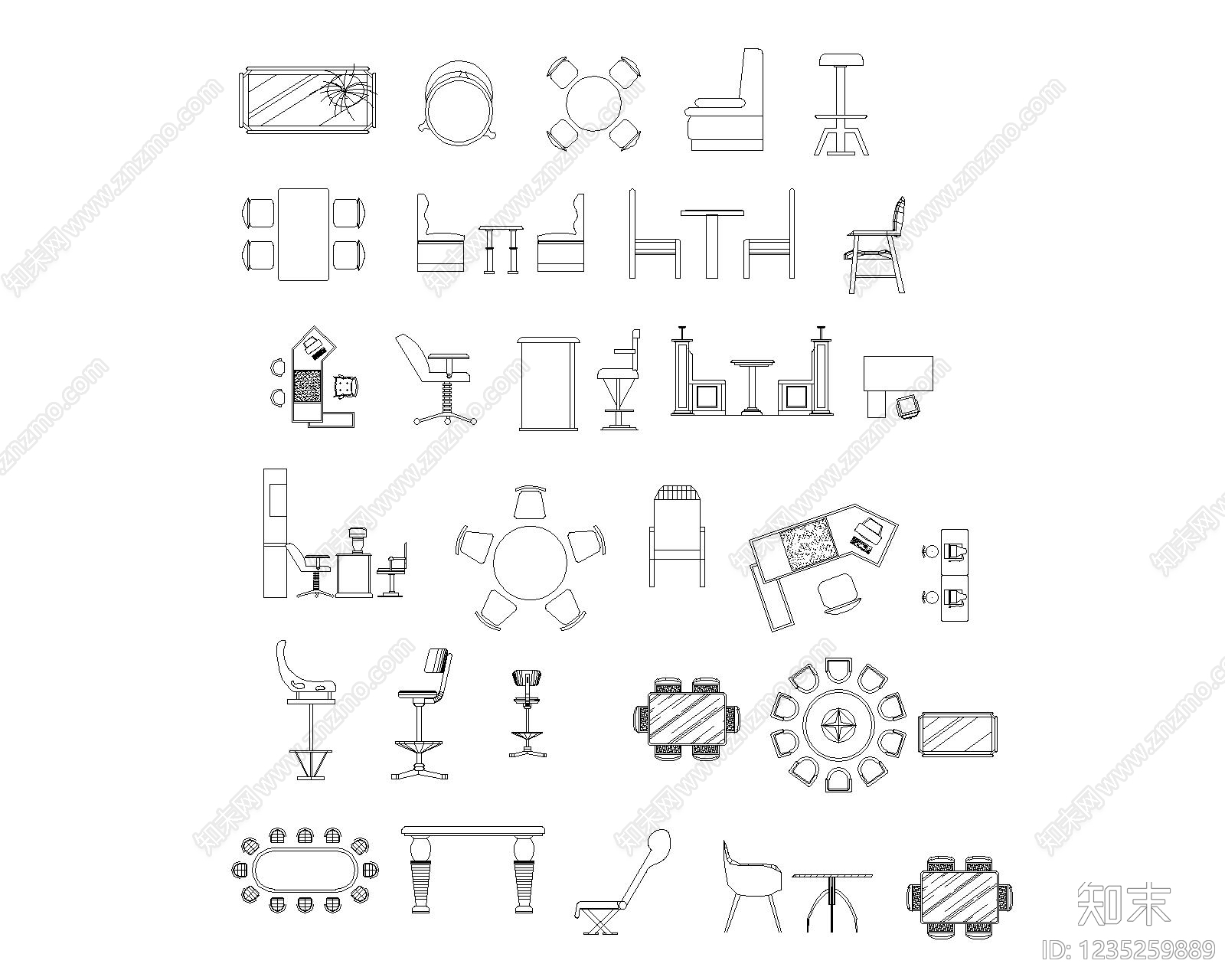 家具图库cad施工图下载【ID:1235259889】