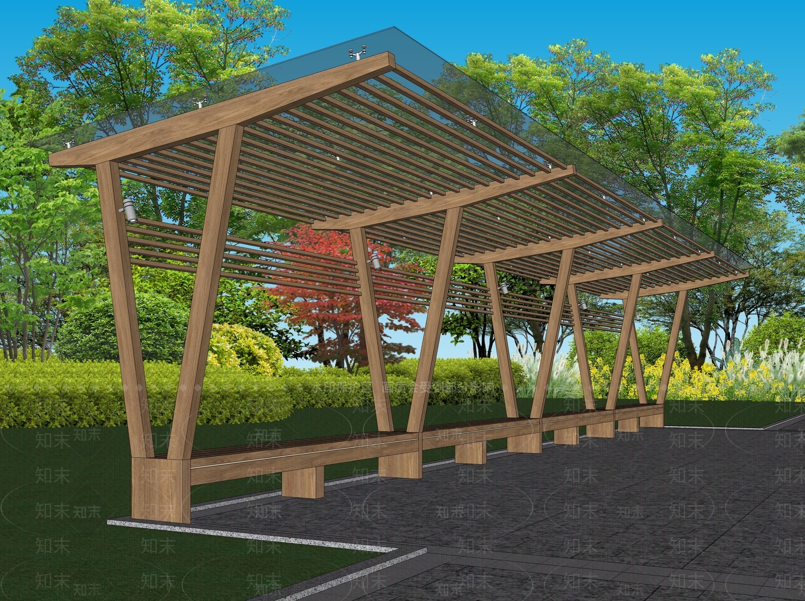 现代主义廊架SU模型下载【ID:1235272888】