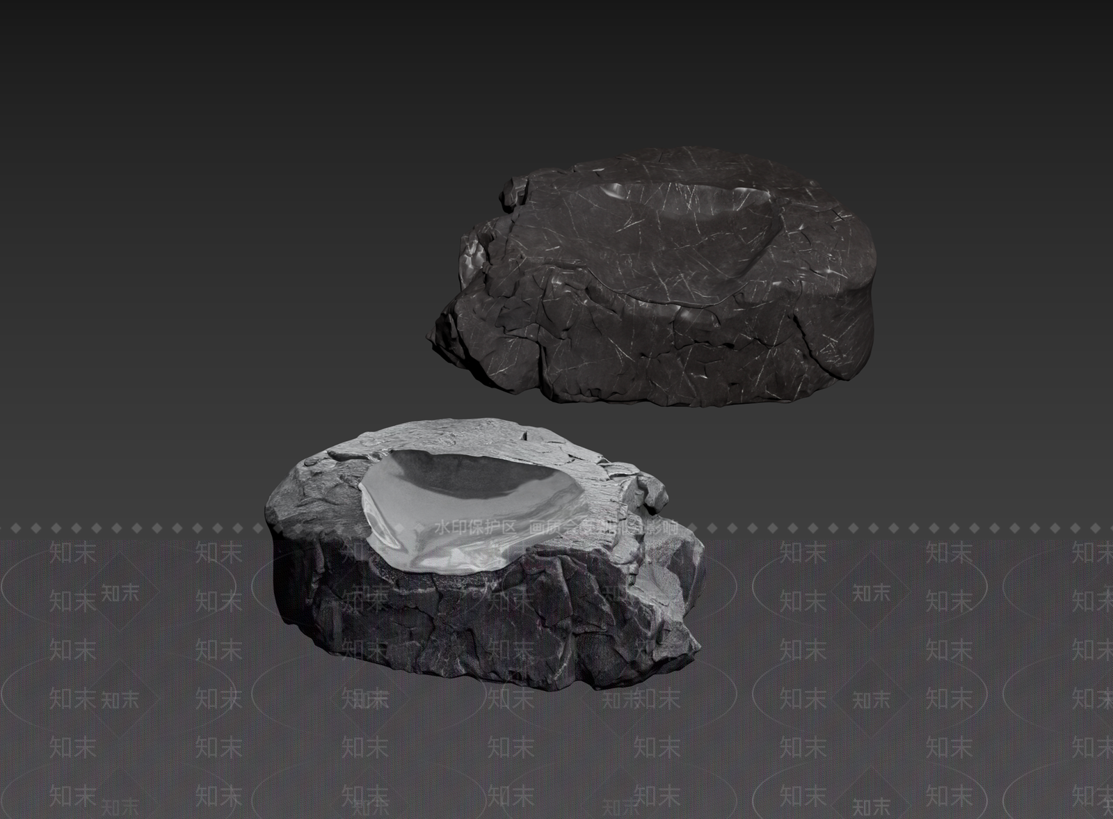 侘寂石头3D模型下载【ID:1235281492】