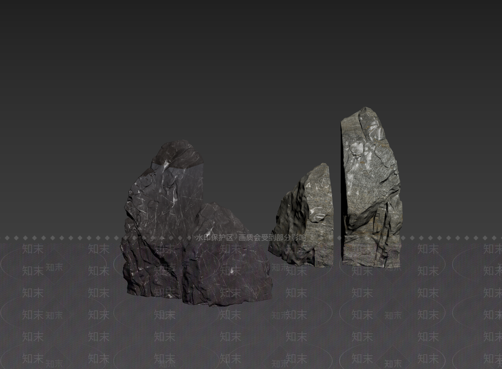 侘寂石头3D模型下载【ID:1235281479】