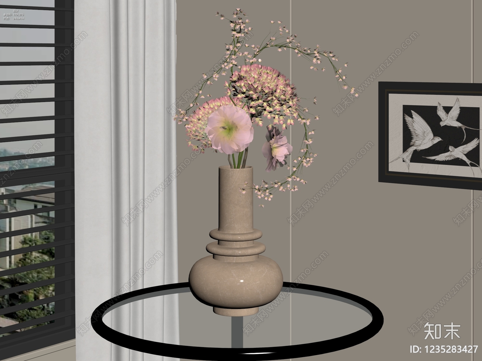 奶油风花艺3D模型下载【ID:1235283427】