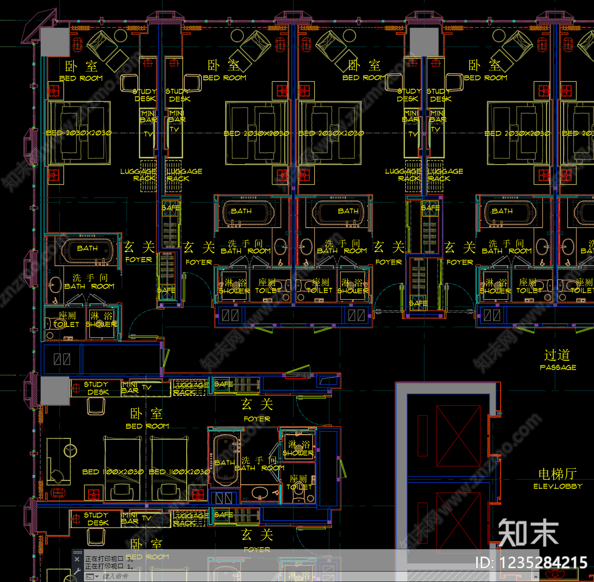 酒店客房cad施工图下载【ID:1235284215】