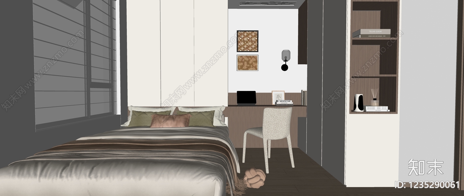 现代简约家居卧室SU模型下载【ID:1235290061】