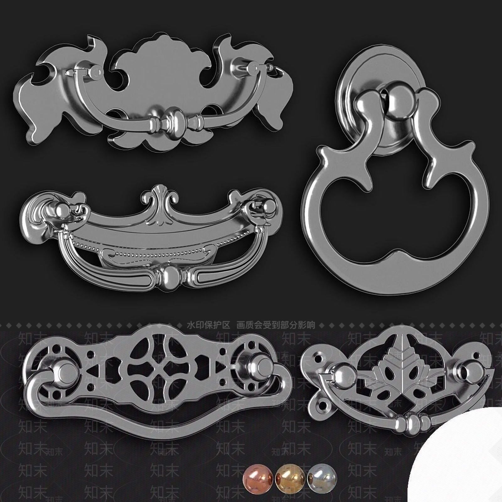 轻奢拉手3D模型下载【ID:1235290388】