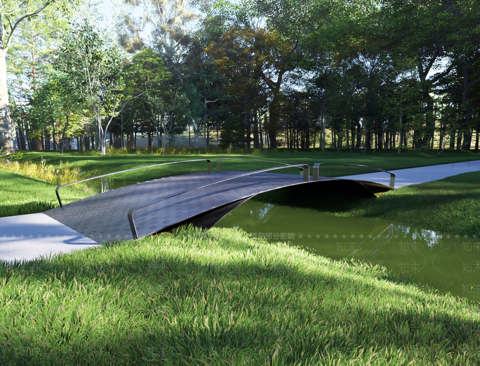 现代主义景观桥3D模型下载【ID:1235293485】