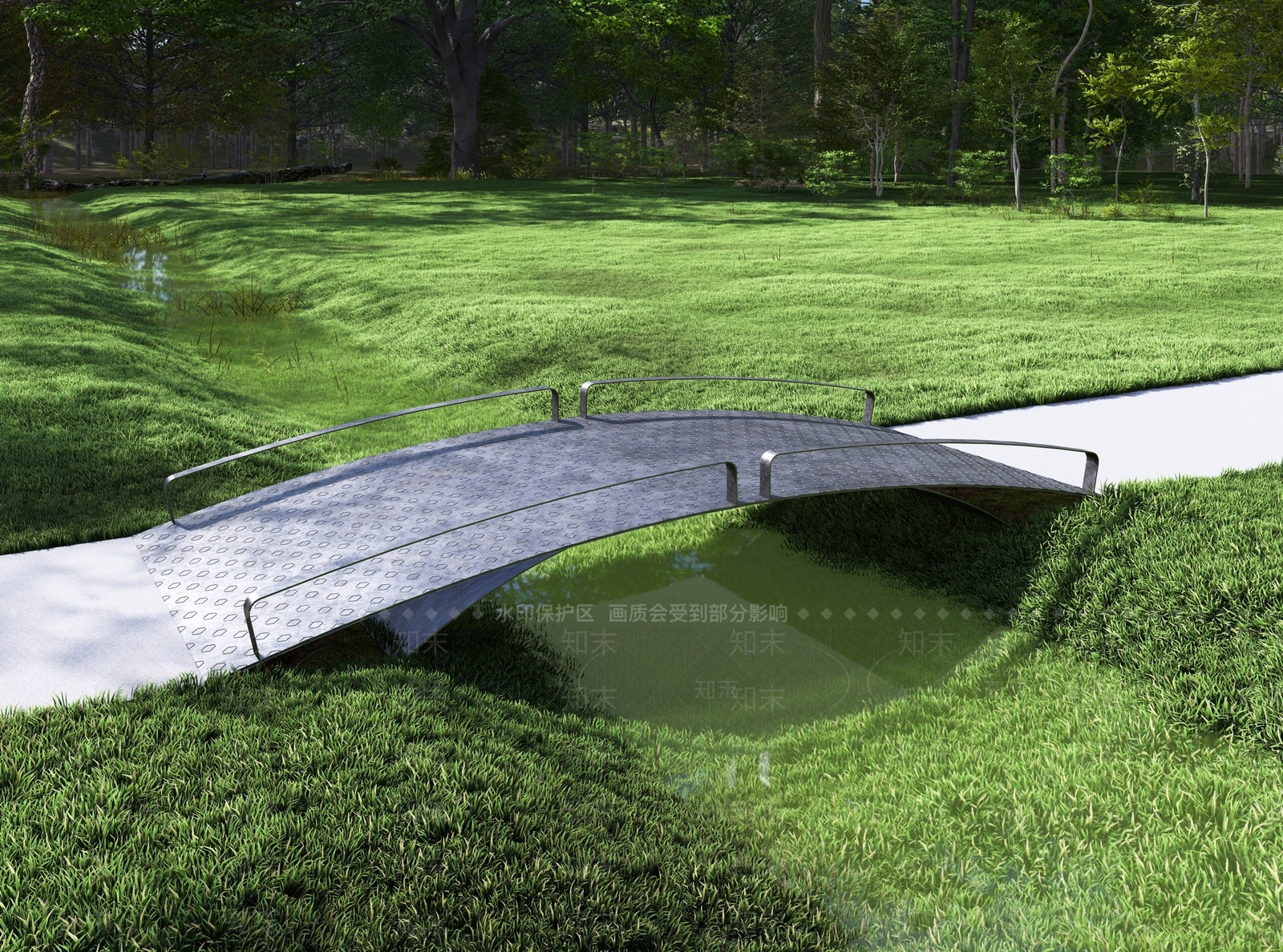 现代主义景观桥3D模型下载【ID:1235293485】