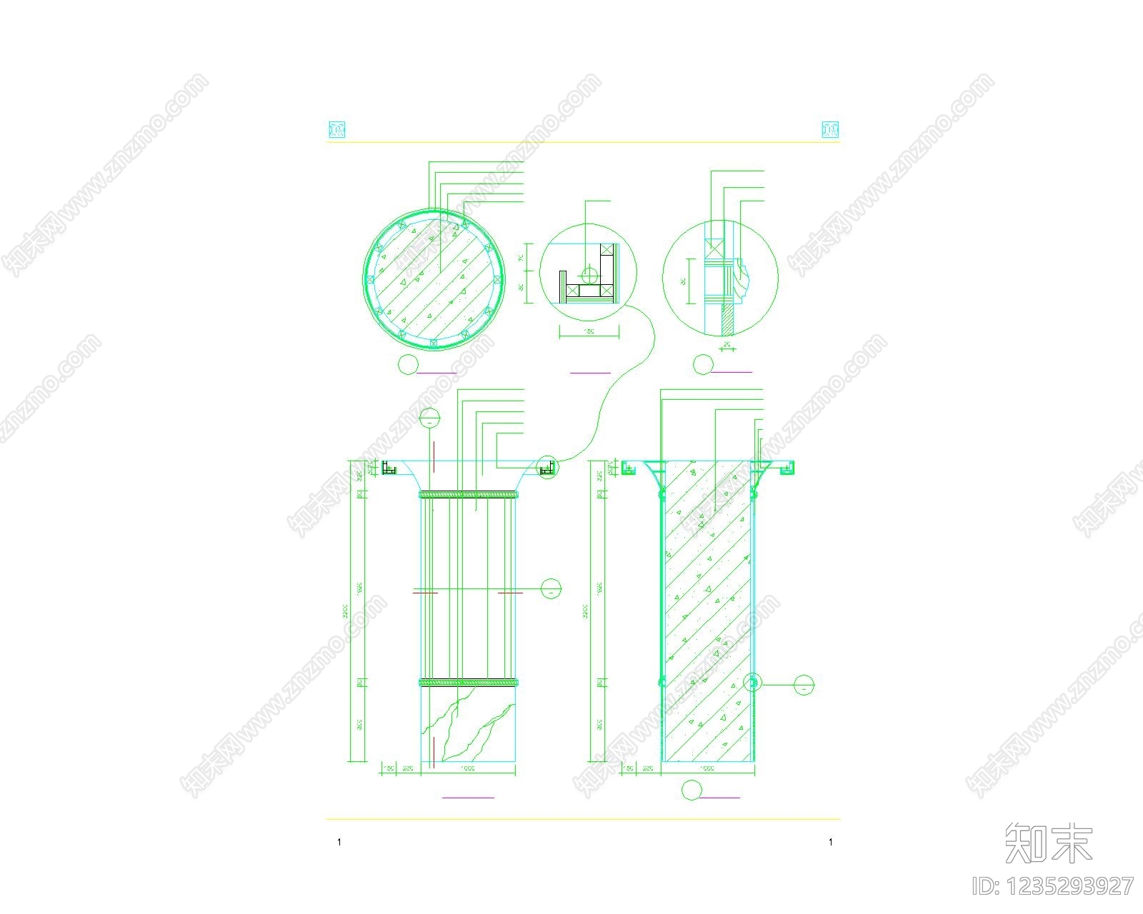 综合硬装构件图库cad施工图下载【ID:1235293927】