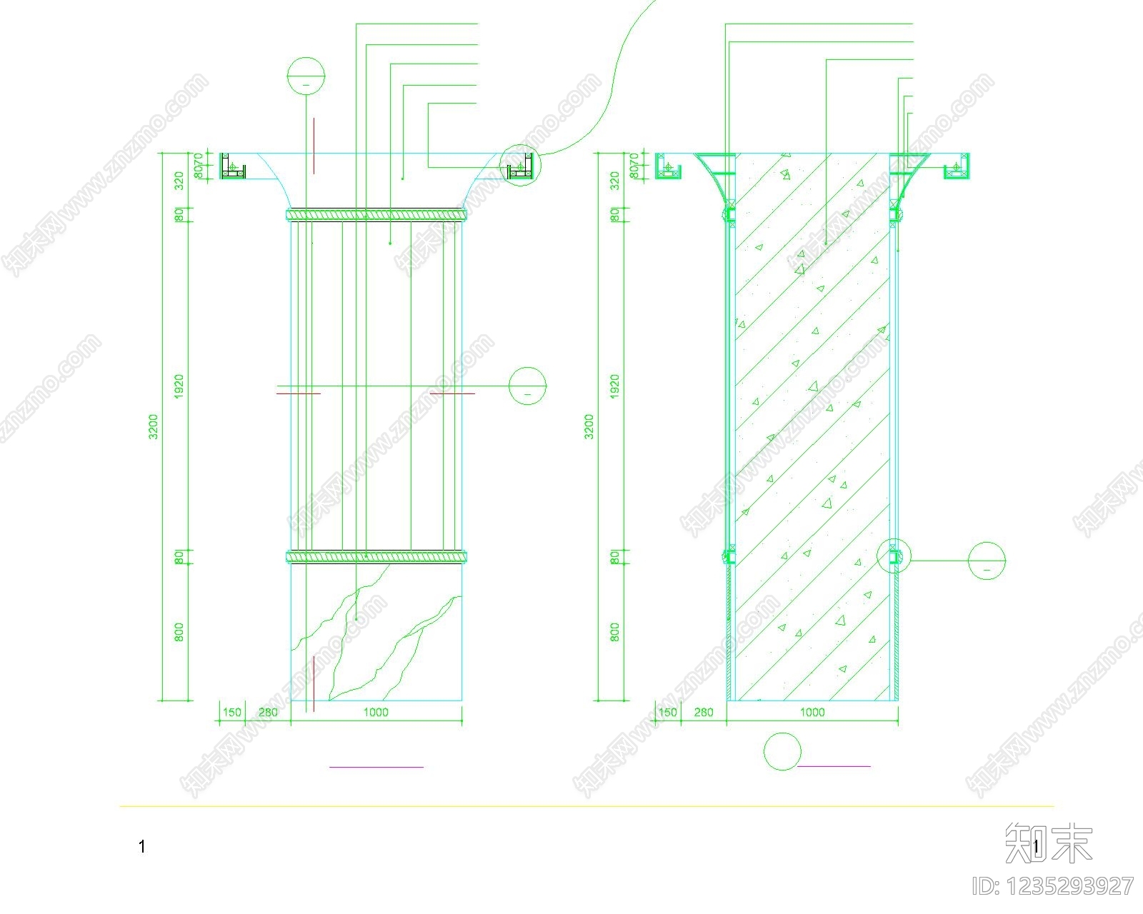综合硬装构件图库cad施工图下载【ID:1235293927】