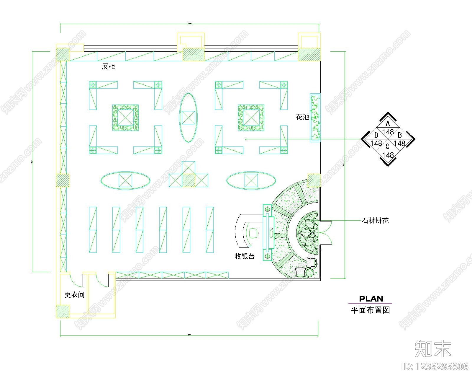 展览展厅家具cad施工图下载【ID:1235295806】