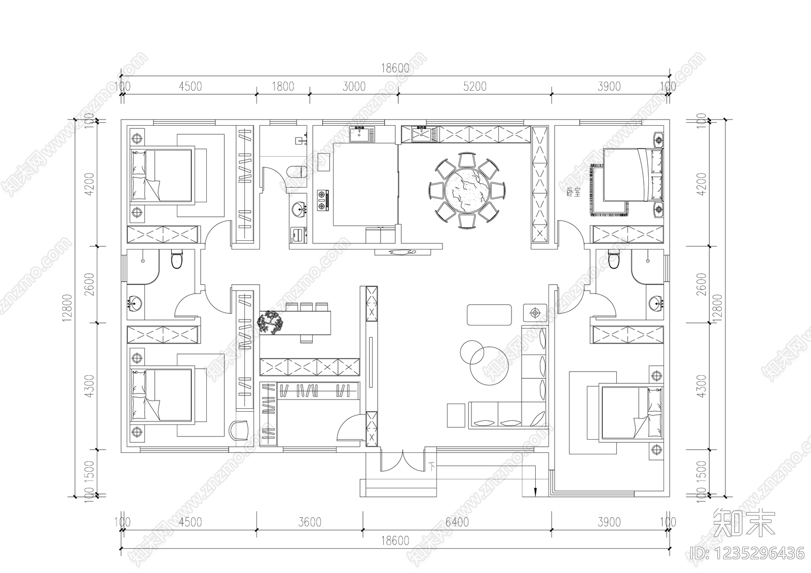 别墅建筑cad施工图下载【ID:1235296436】