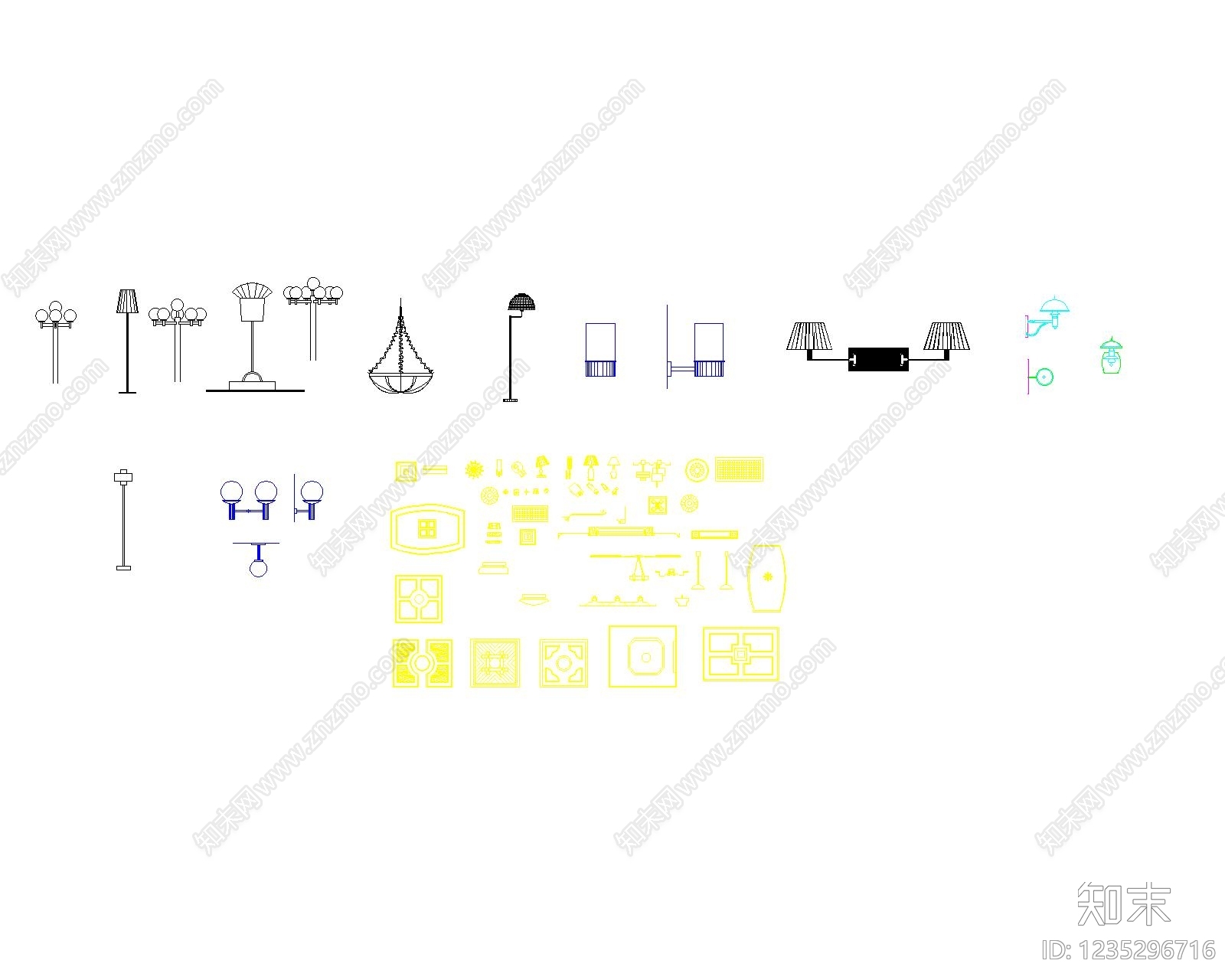 灯具图库cad施工图下载【ID:1235296716】