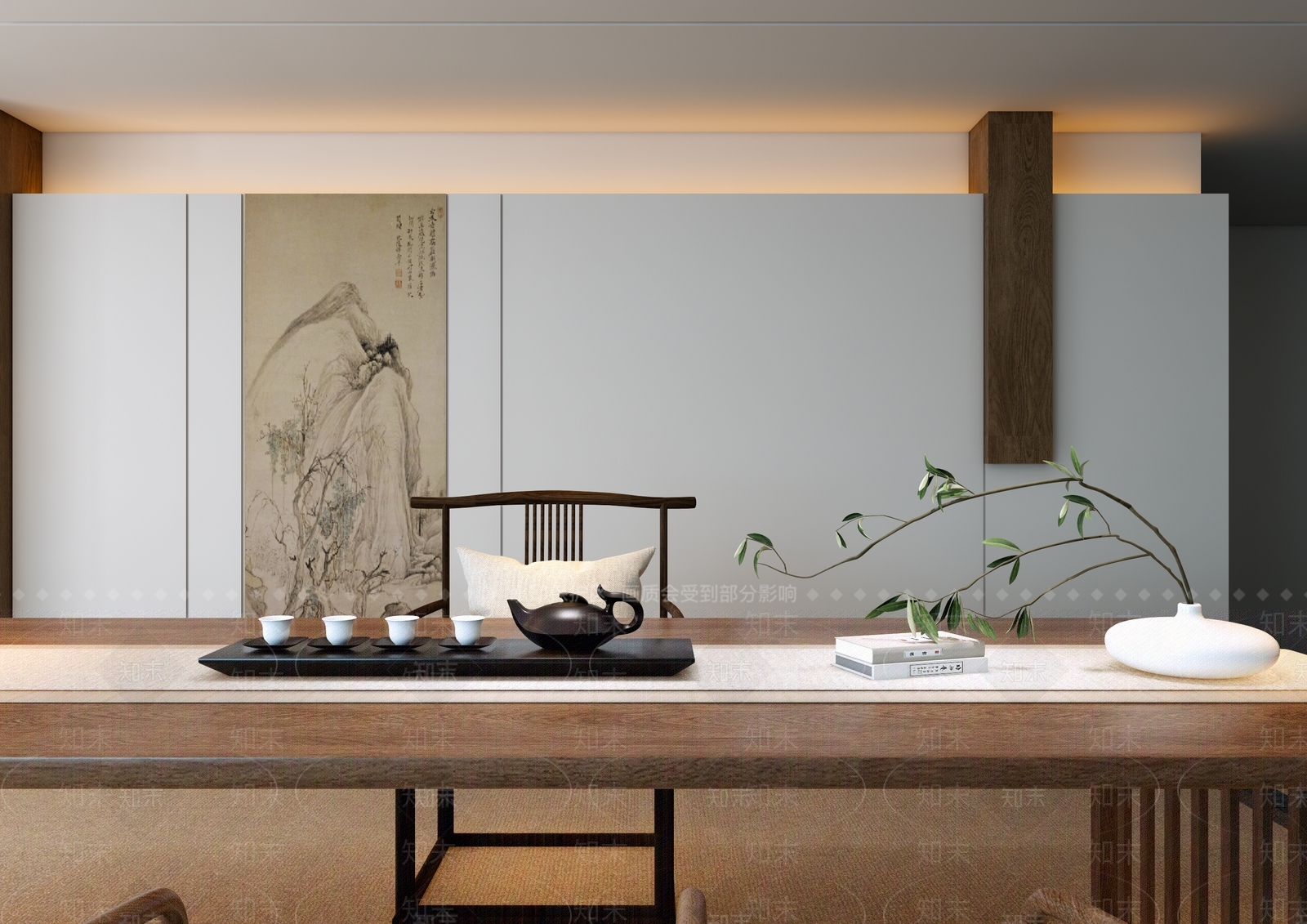新中式茶室SU模型下载【ID:1235312387】