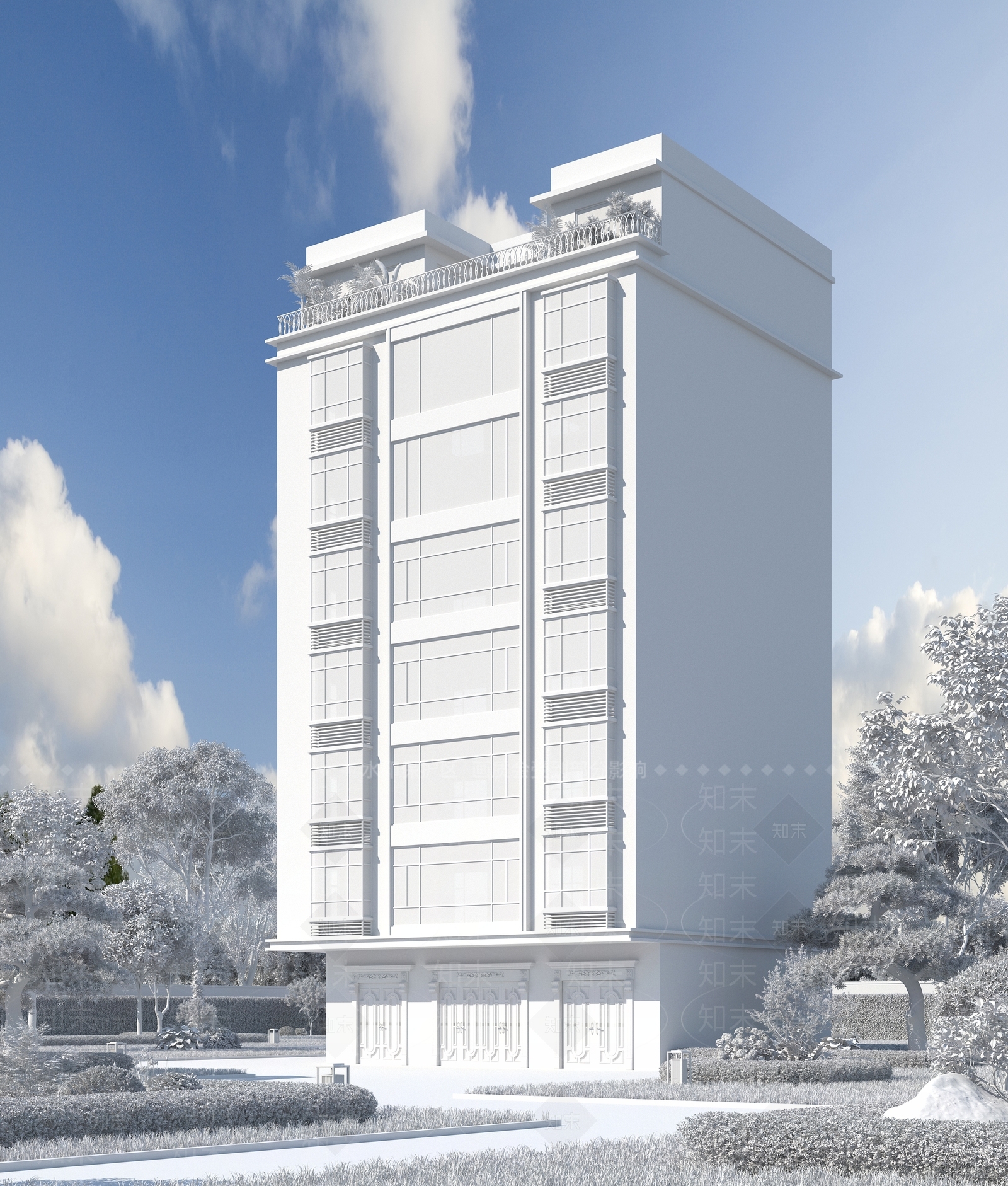 现代主义其他住宅外观3D模型下载【ID:1235315781】