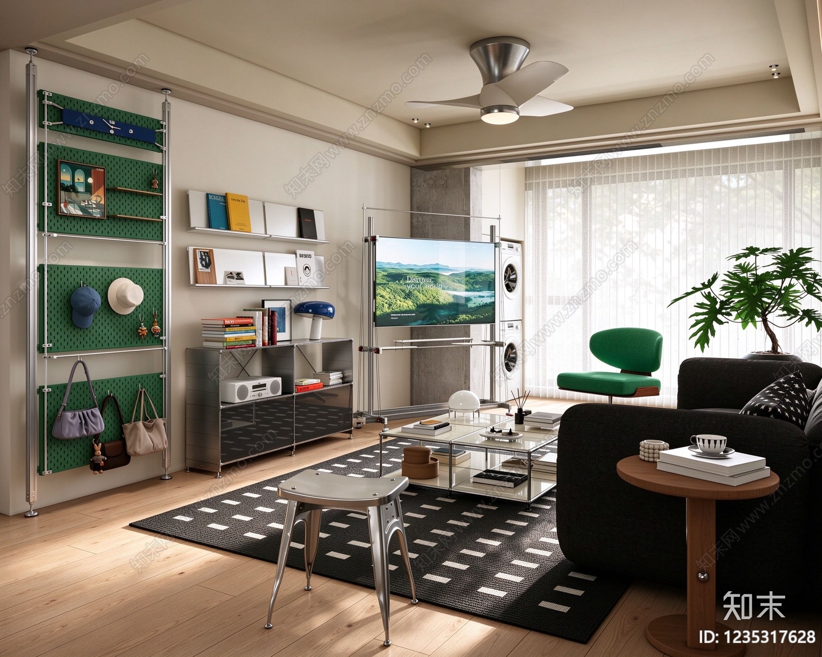 现代家居客厅SU模型下载【ID:1235317628】