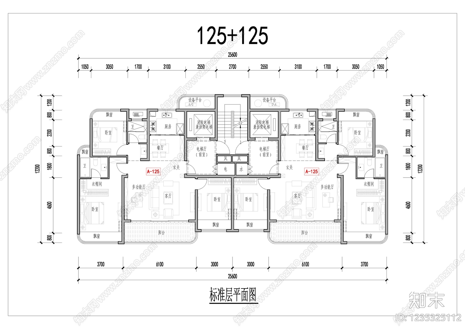四居cad施工图下载【ID:1235325112】