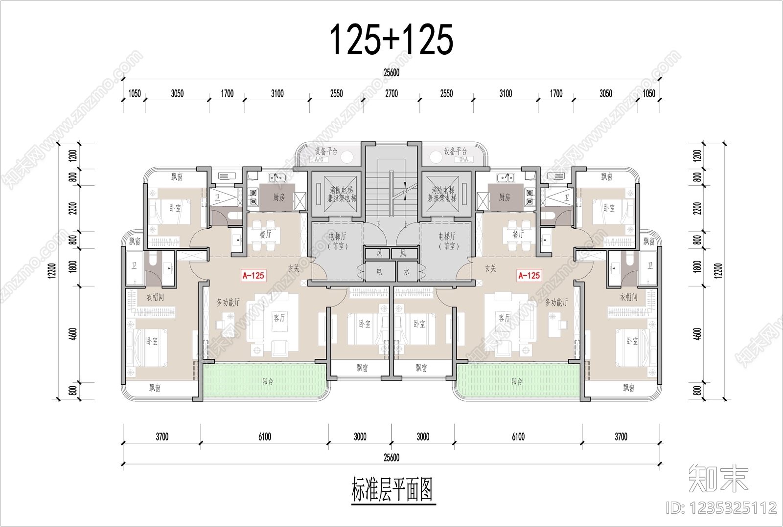 四居cad施工图下载【ID:1235325112】